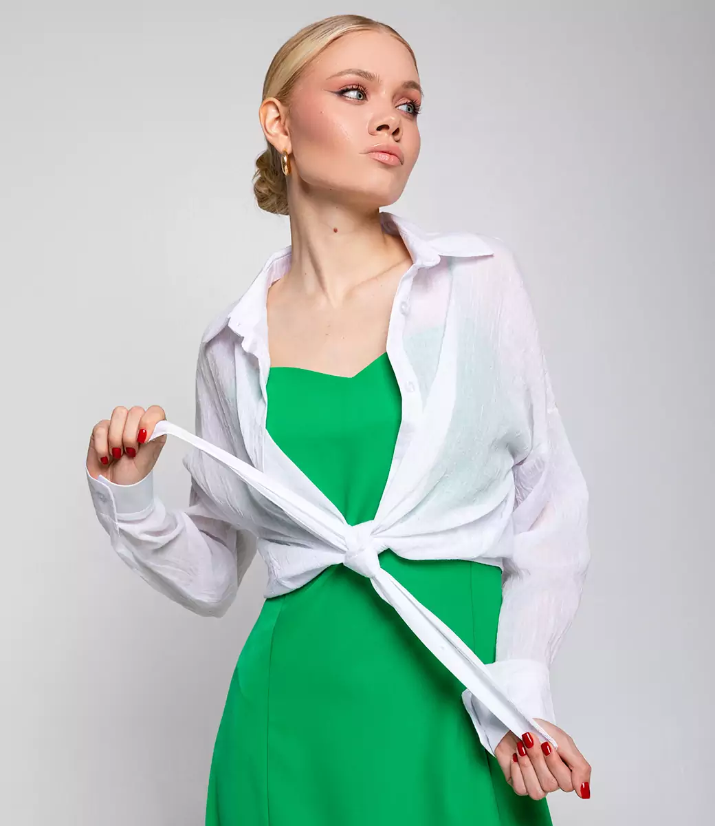 Платье+рубашка #ОБШ1443-4, зелёный, белый - фото 4