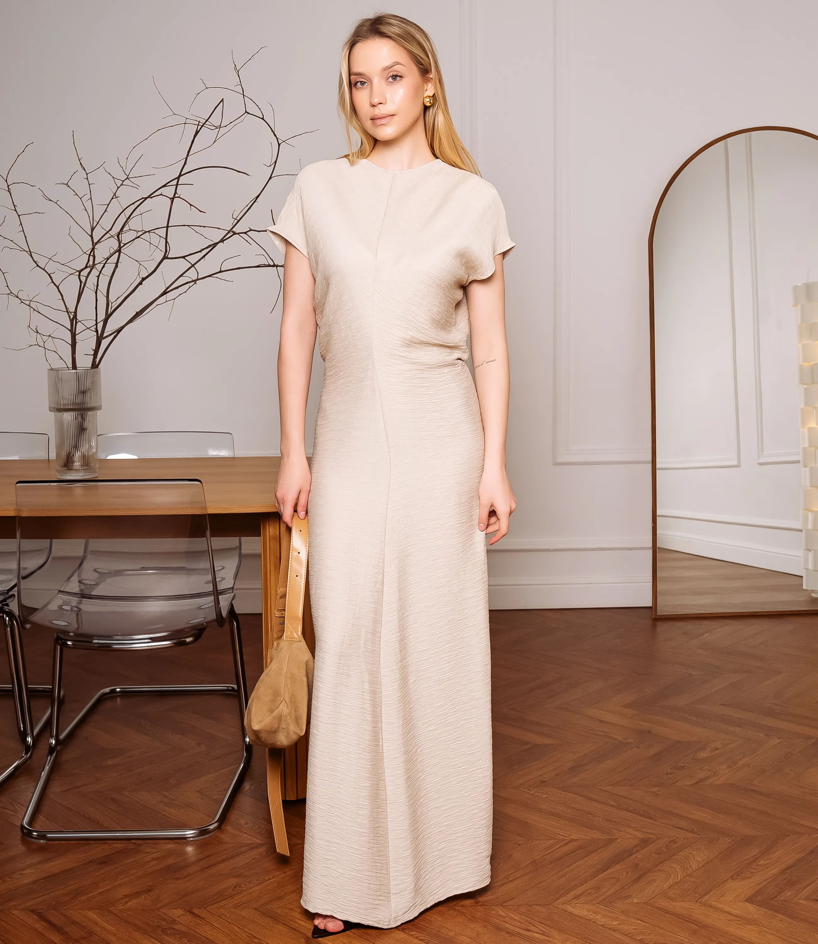 Платье #ОКТ035015, бежевый - фото 1