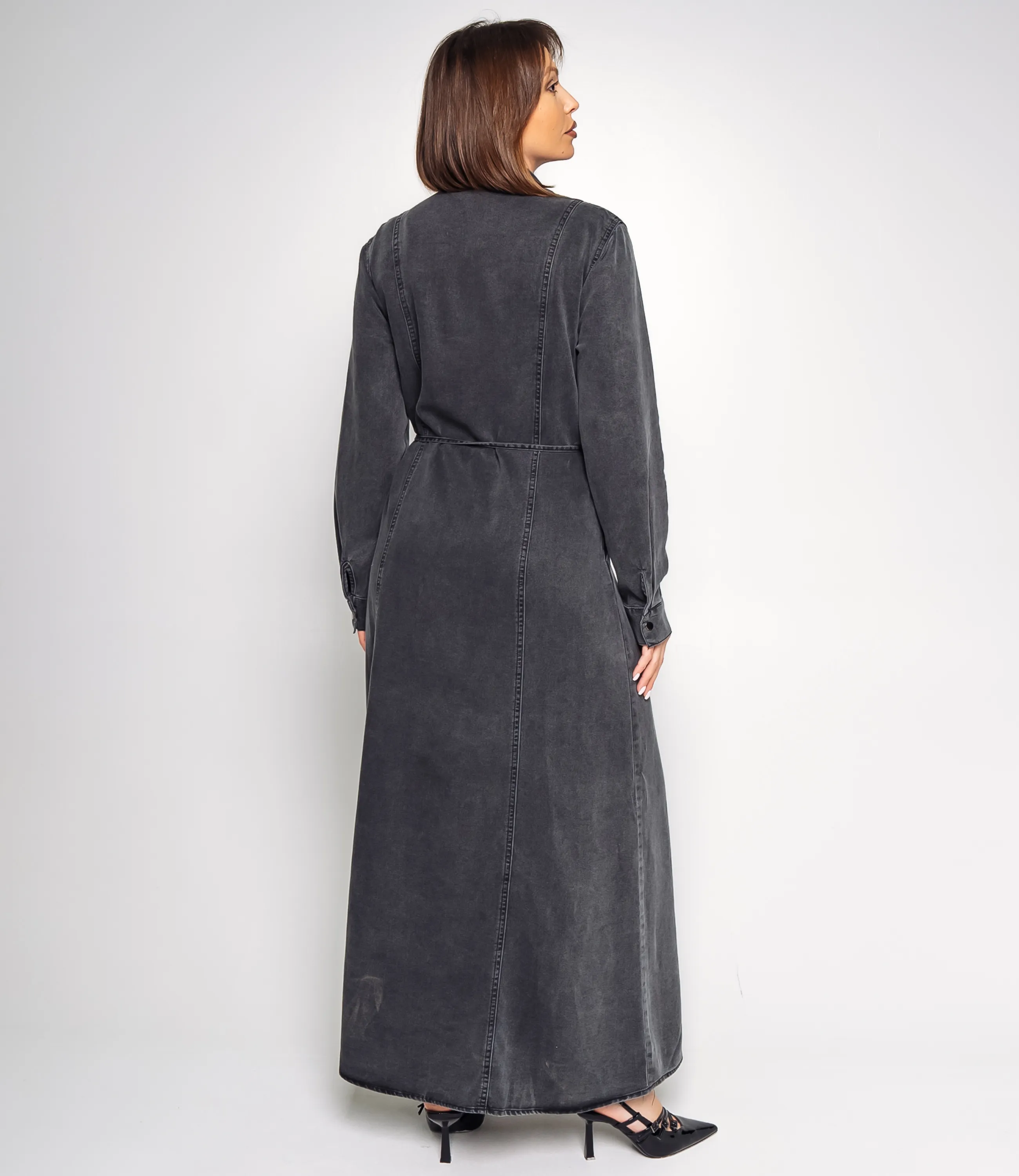 Джинсовое платье #КТ8070, тёмно-серый - фото 3