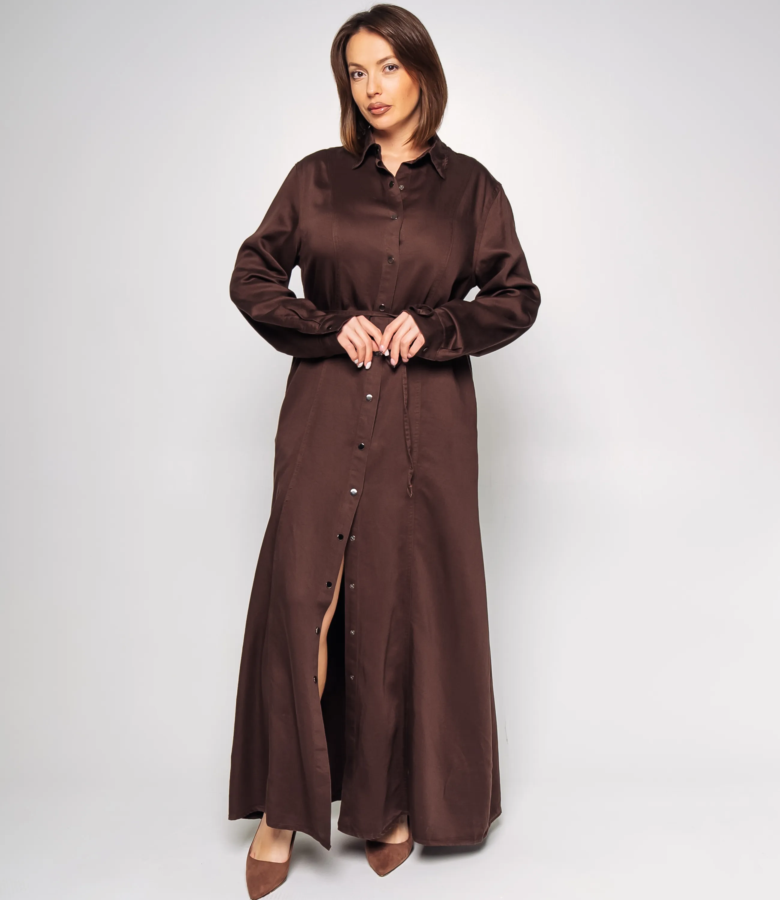 Джинсовое платье #КТ8070, шоколадный - фото 4