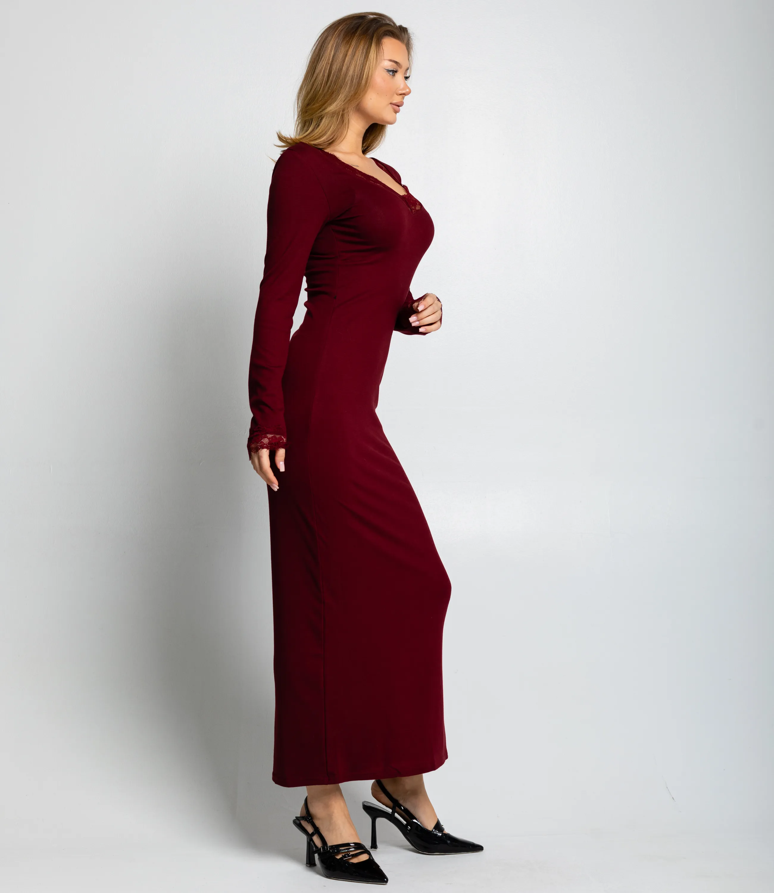 Платье #КТ887 (5), бордовый - фото 3