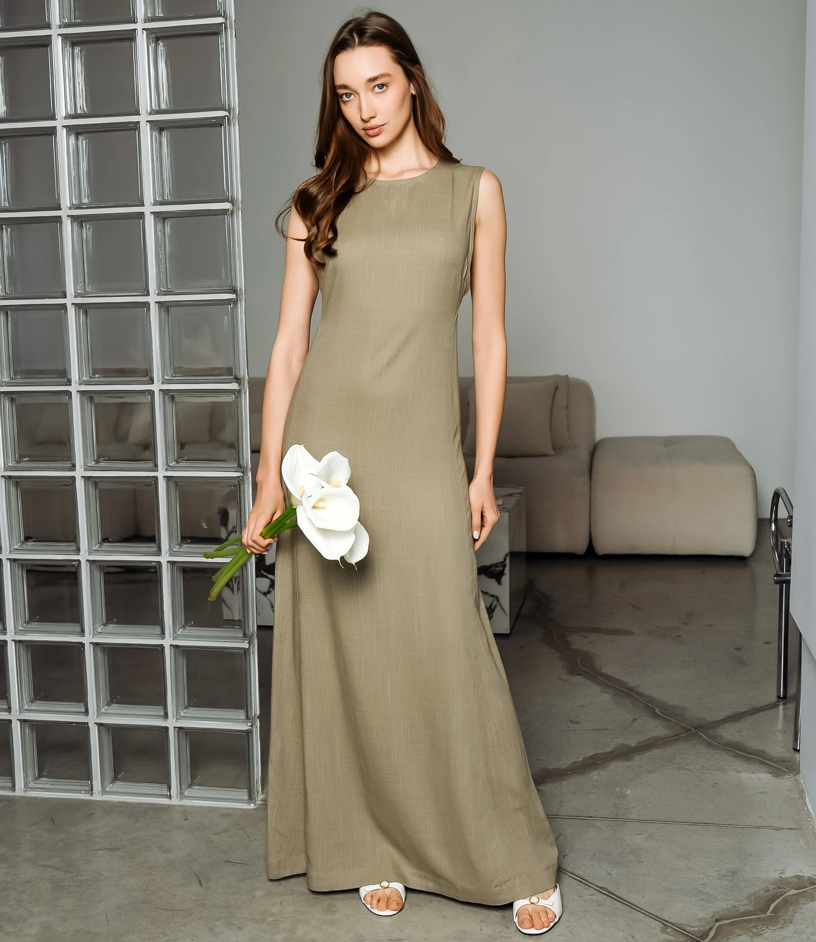 Платье #ОКТ025025, полынь - фото 1