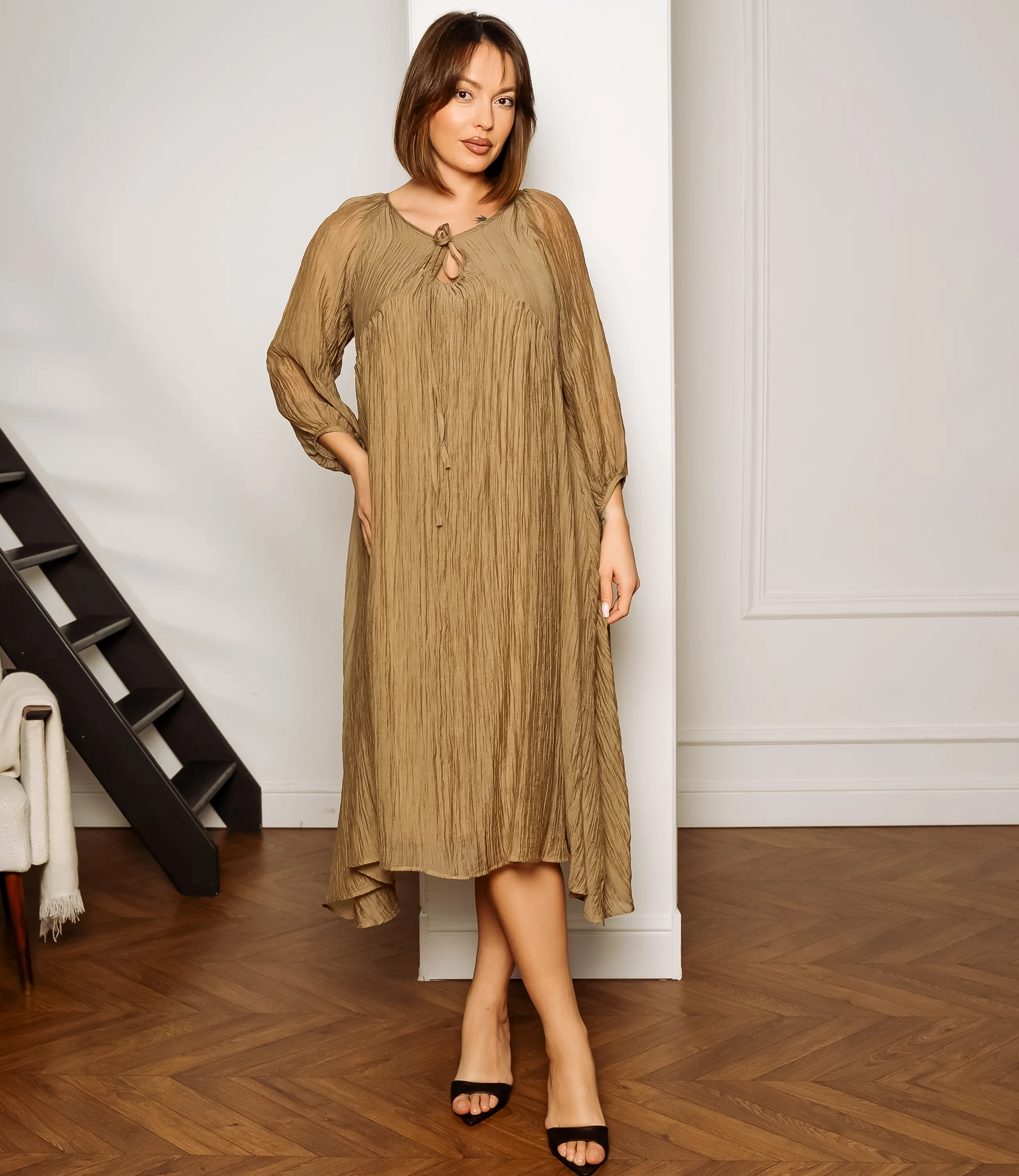 Платье #КТ1788, хаки - фото 1