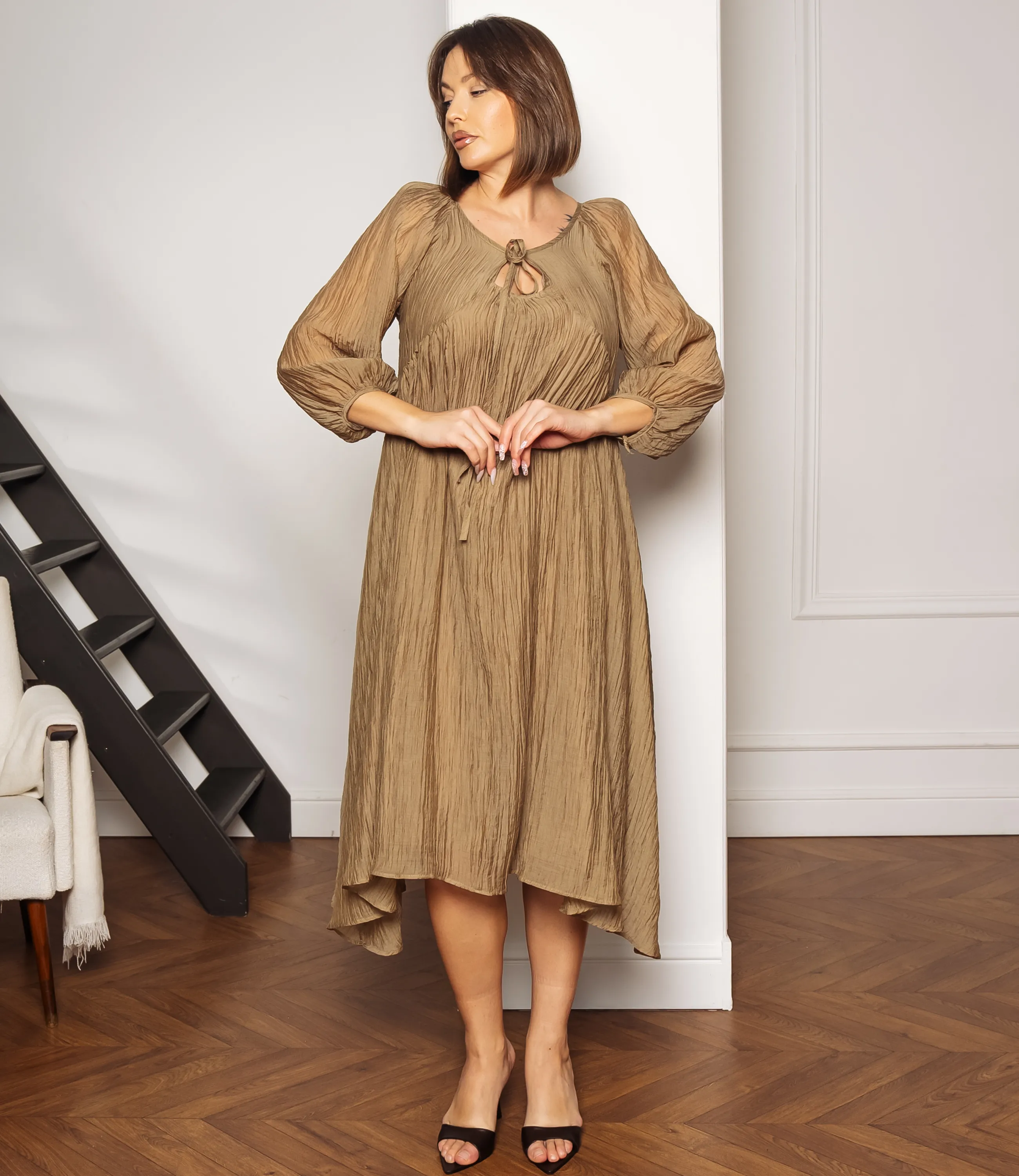 Платье #КТ1788, хаки - фото 4