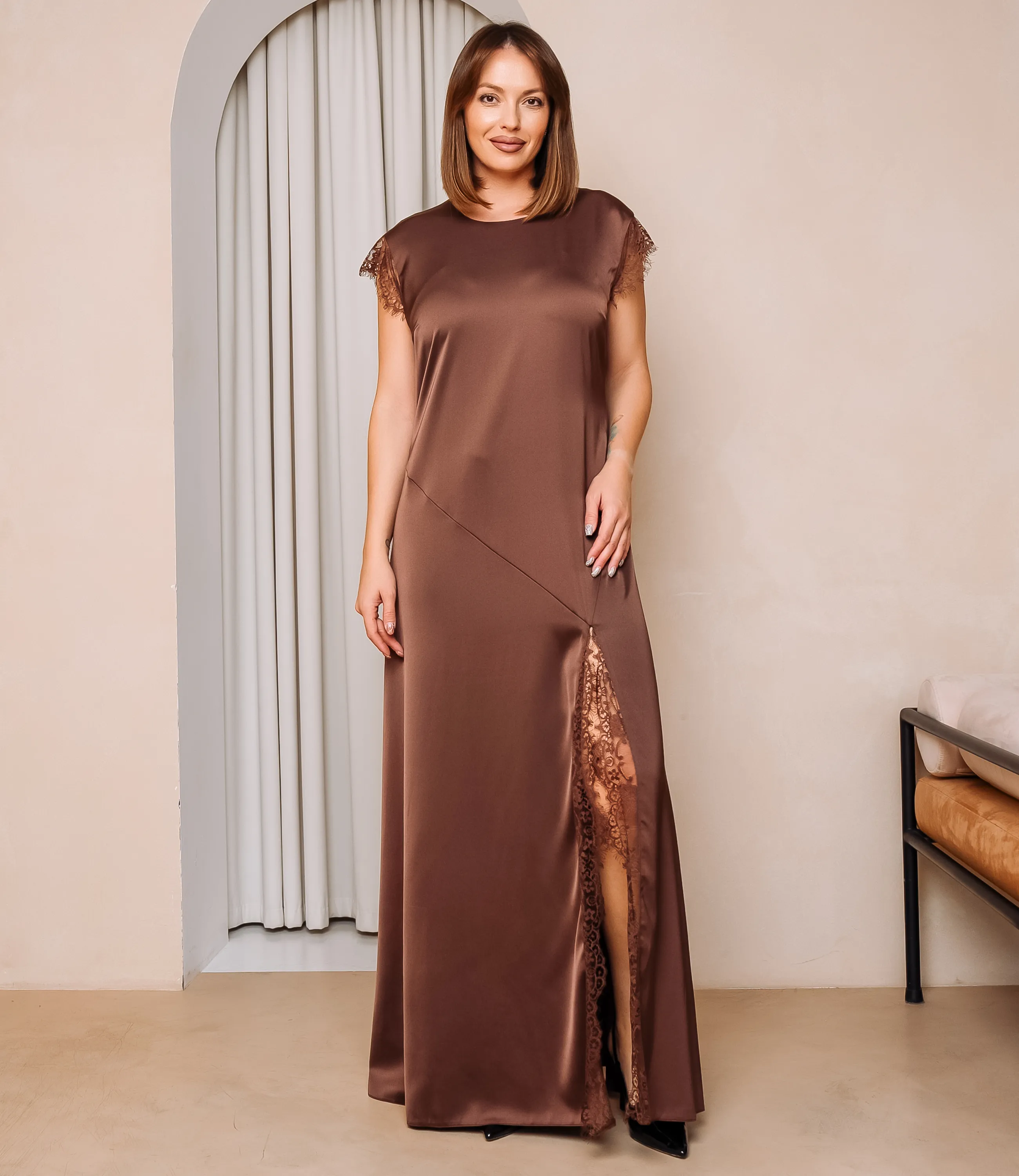 Платье #ОКТ025023, шоколадный