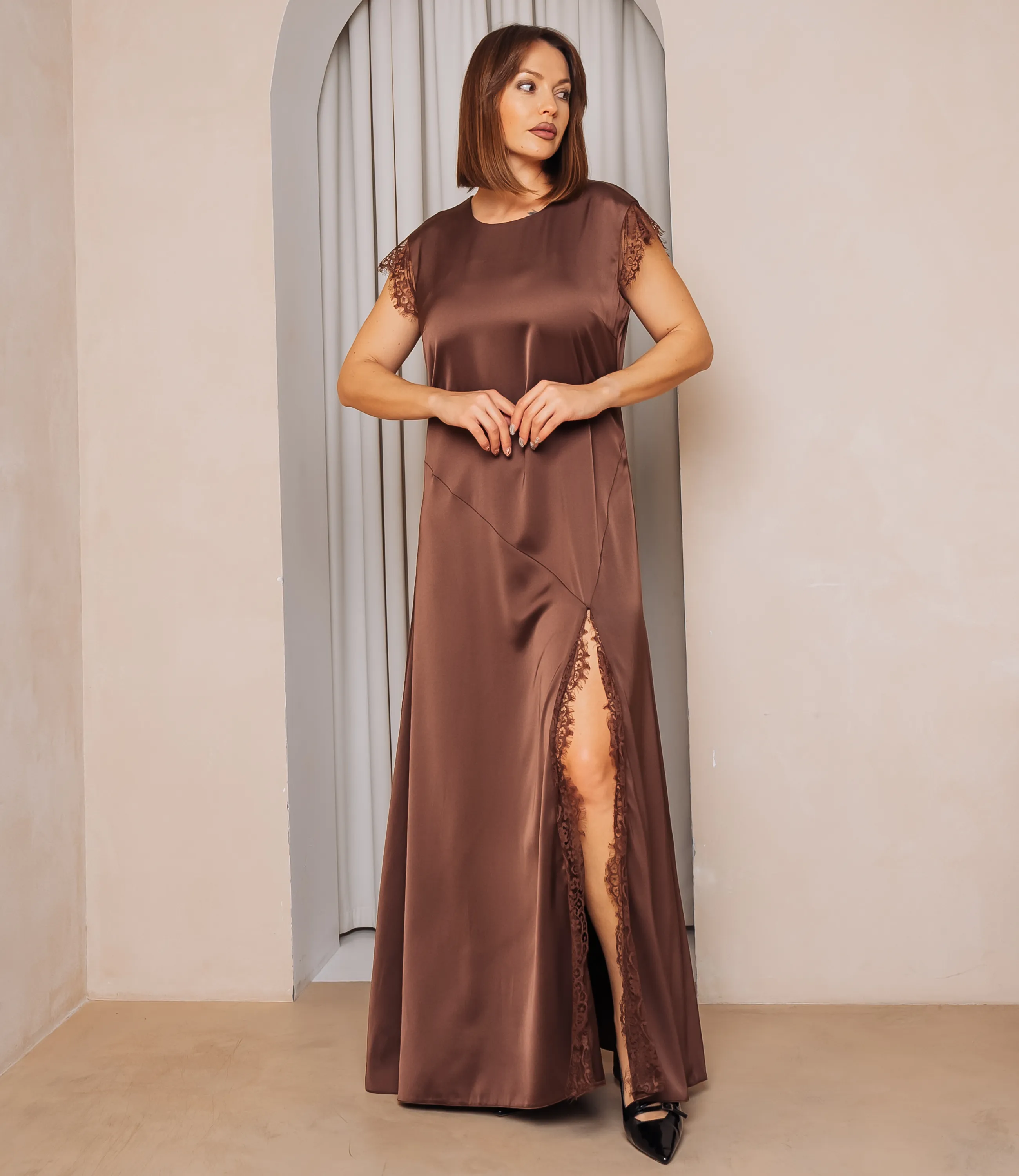 Платье #ОКТ025023, шоколадный - фото 4