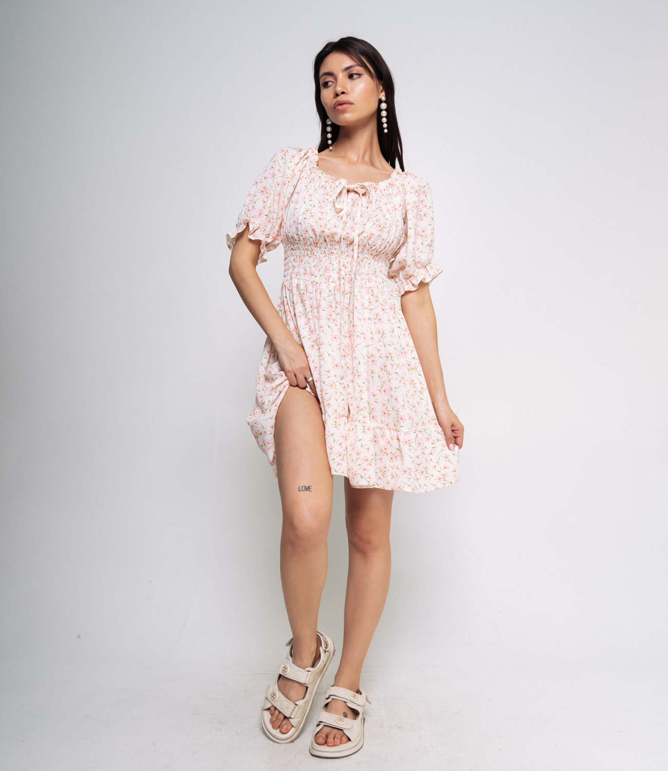 Платье #БШ2298-1, молочный, розовый - фото 4