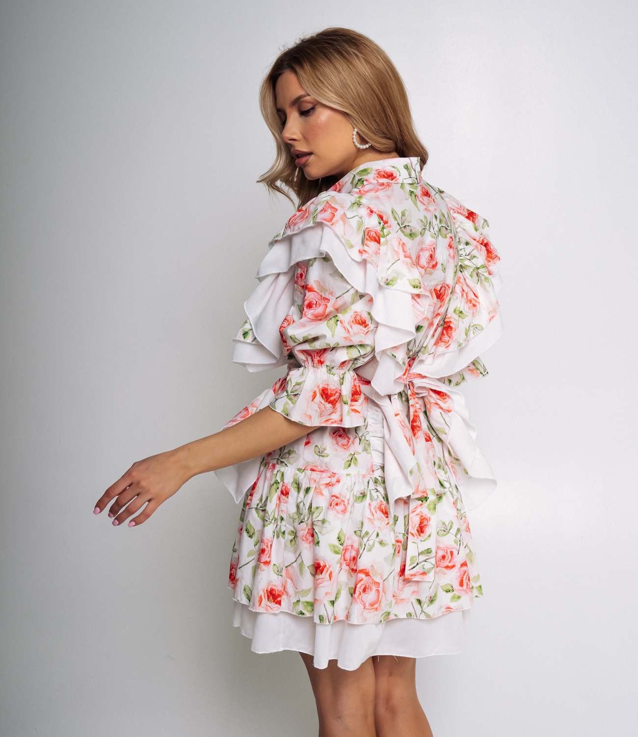 Платье #БШ2294-1, белый, розовый - фото 3