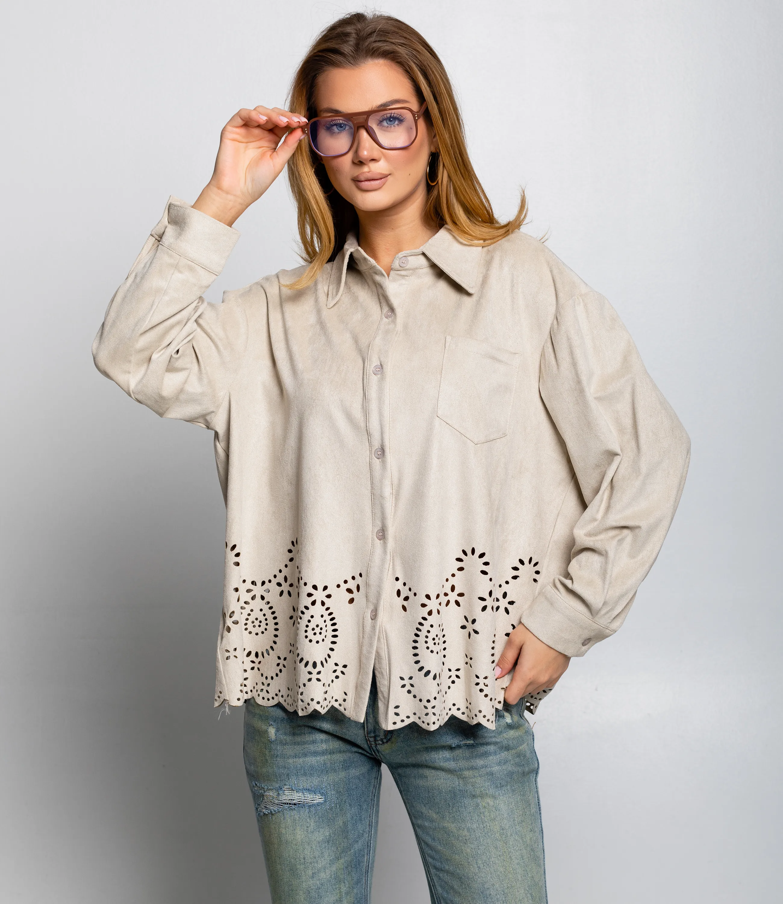 Рубашка #КТ2558, светло-бежевый - фото 1