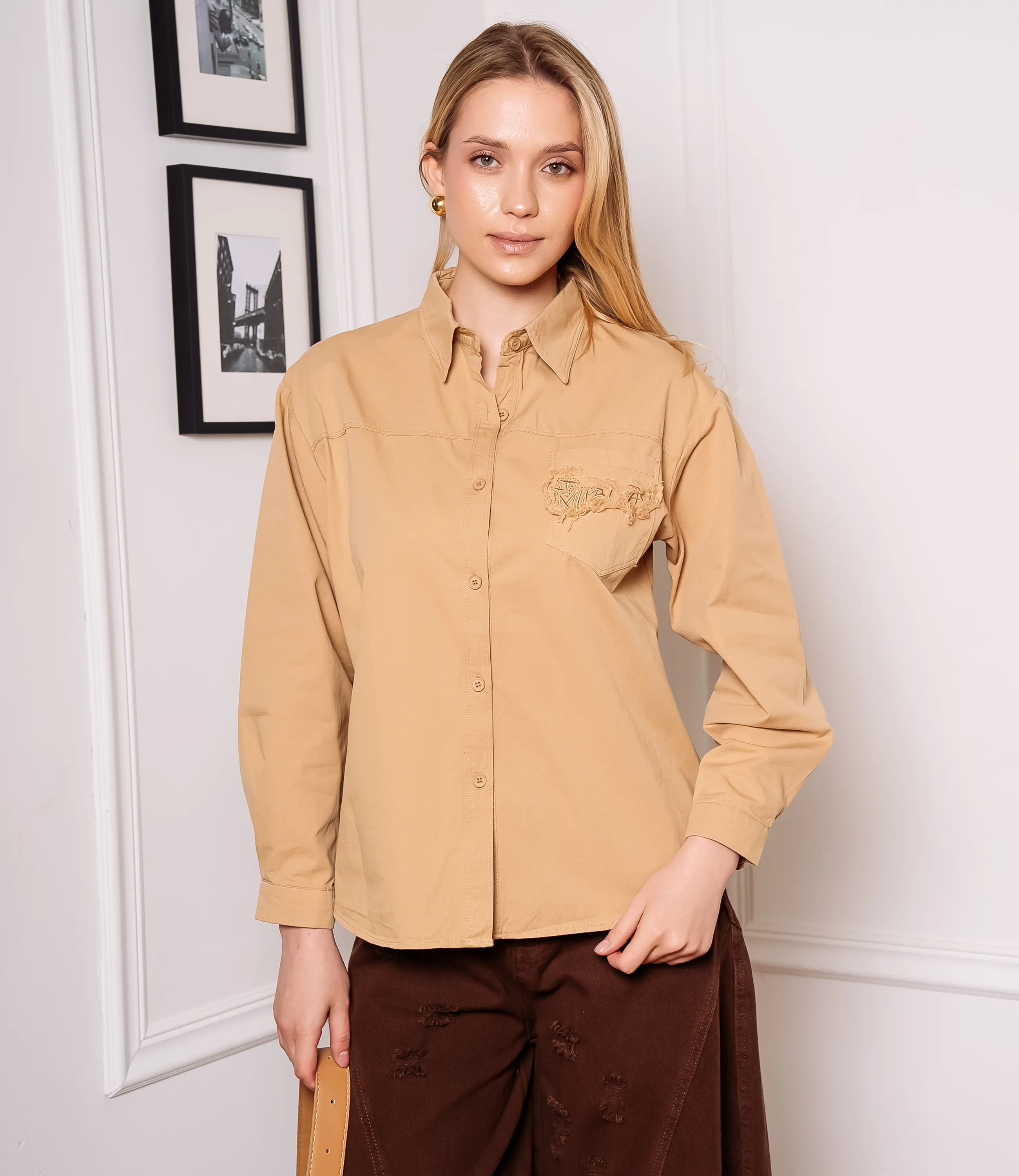 Рубашка #КТ6810 (4), бежевый - фото 1