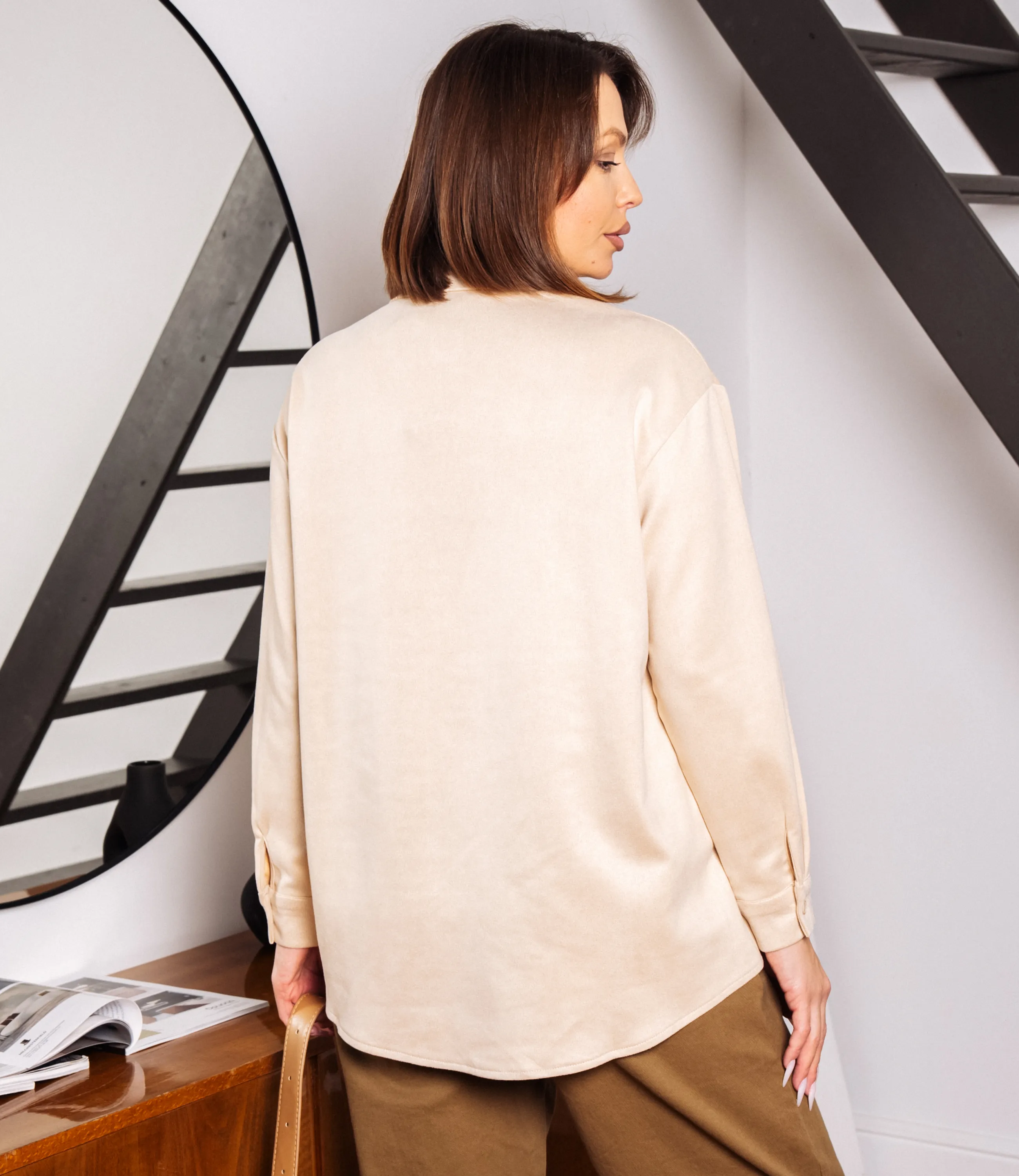 Рубашка #КТ1320, светло-бежевый - фото 3