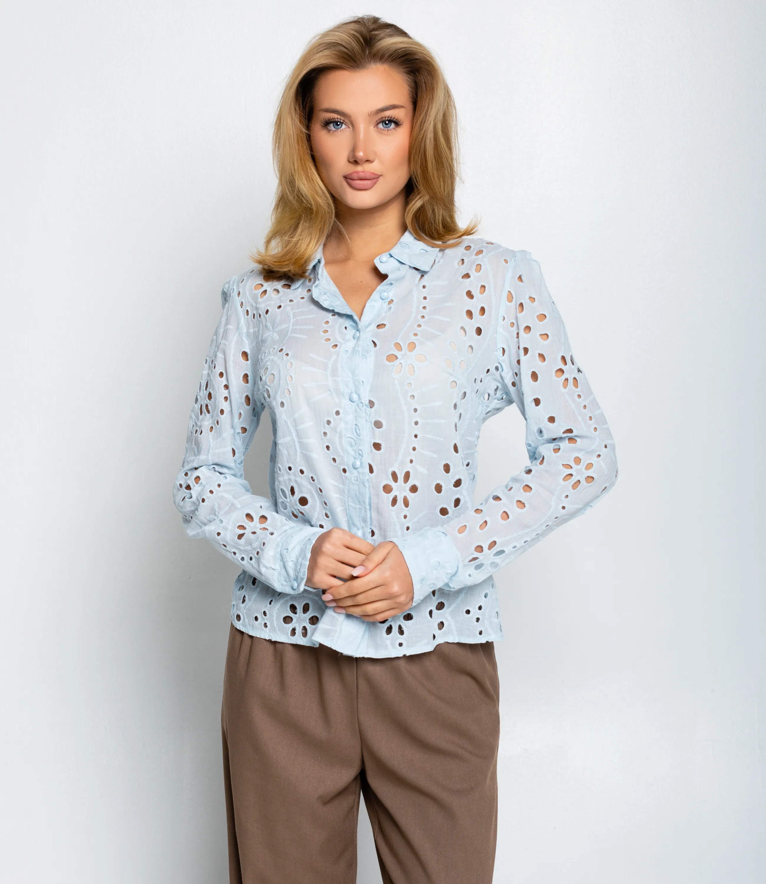 Блуза #ОКТ086009, голубой - фото 1