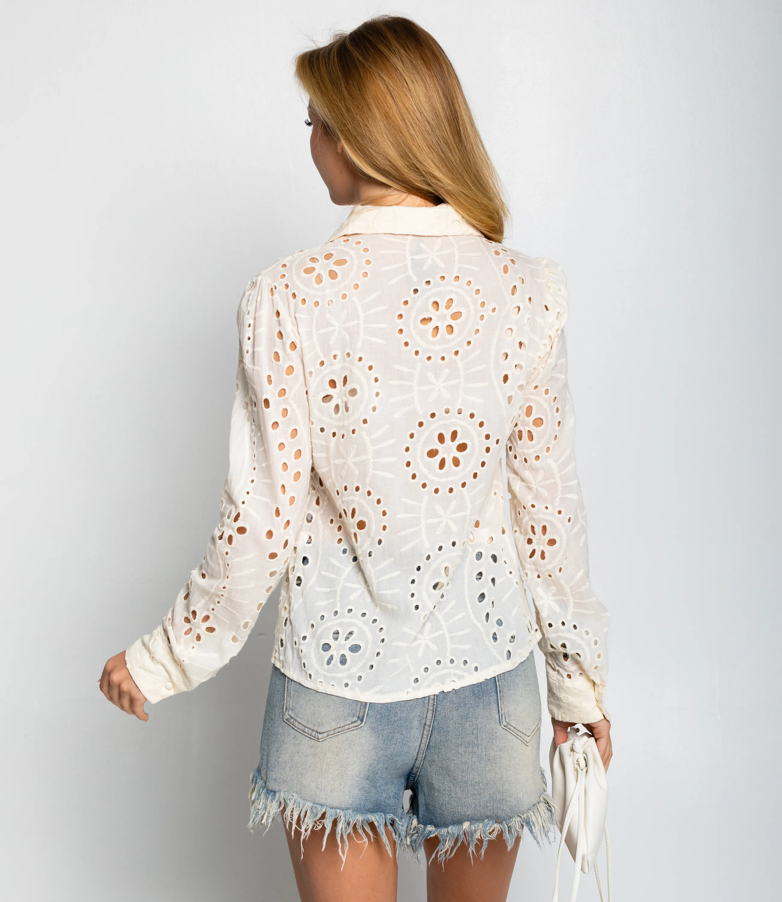 Блуза #ОКТ086009, кремовый - фото 3