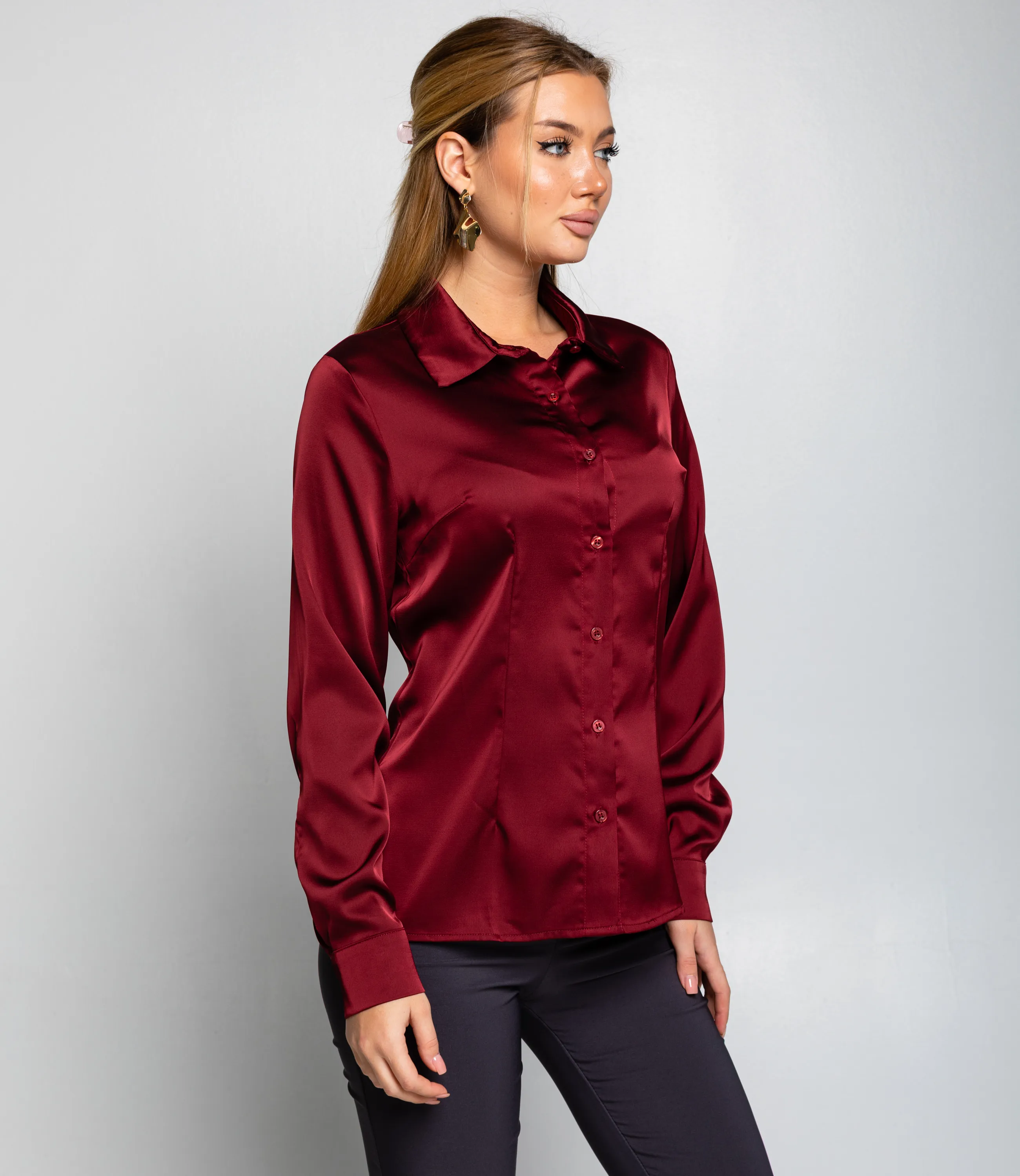 Блуза #ОКТ025022, бордовый - фото 2