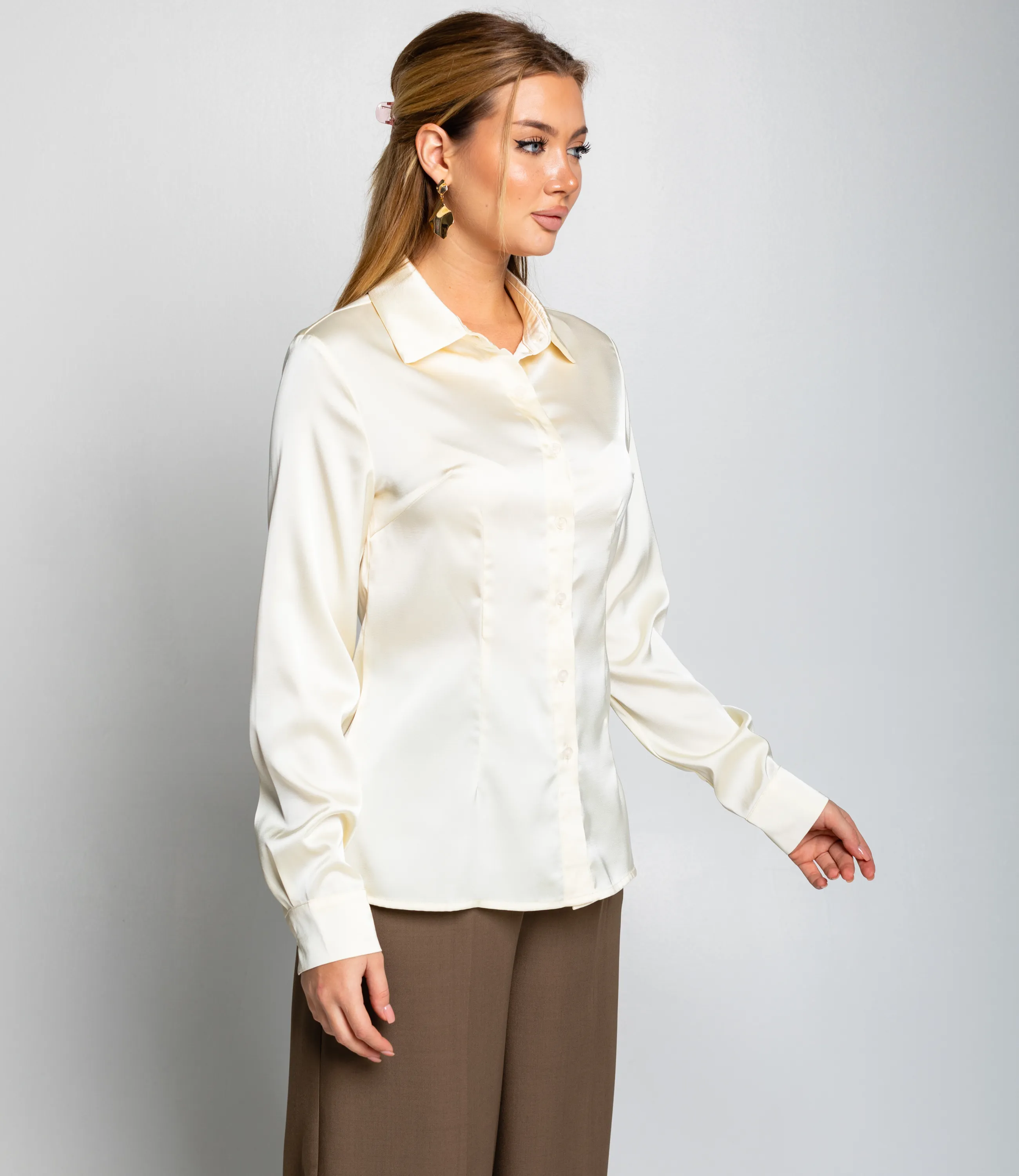Блуза #ОКТ025022, кремовый - фото 2