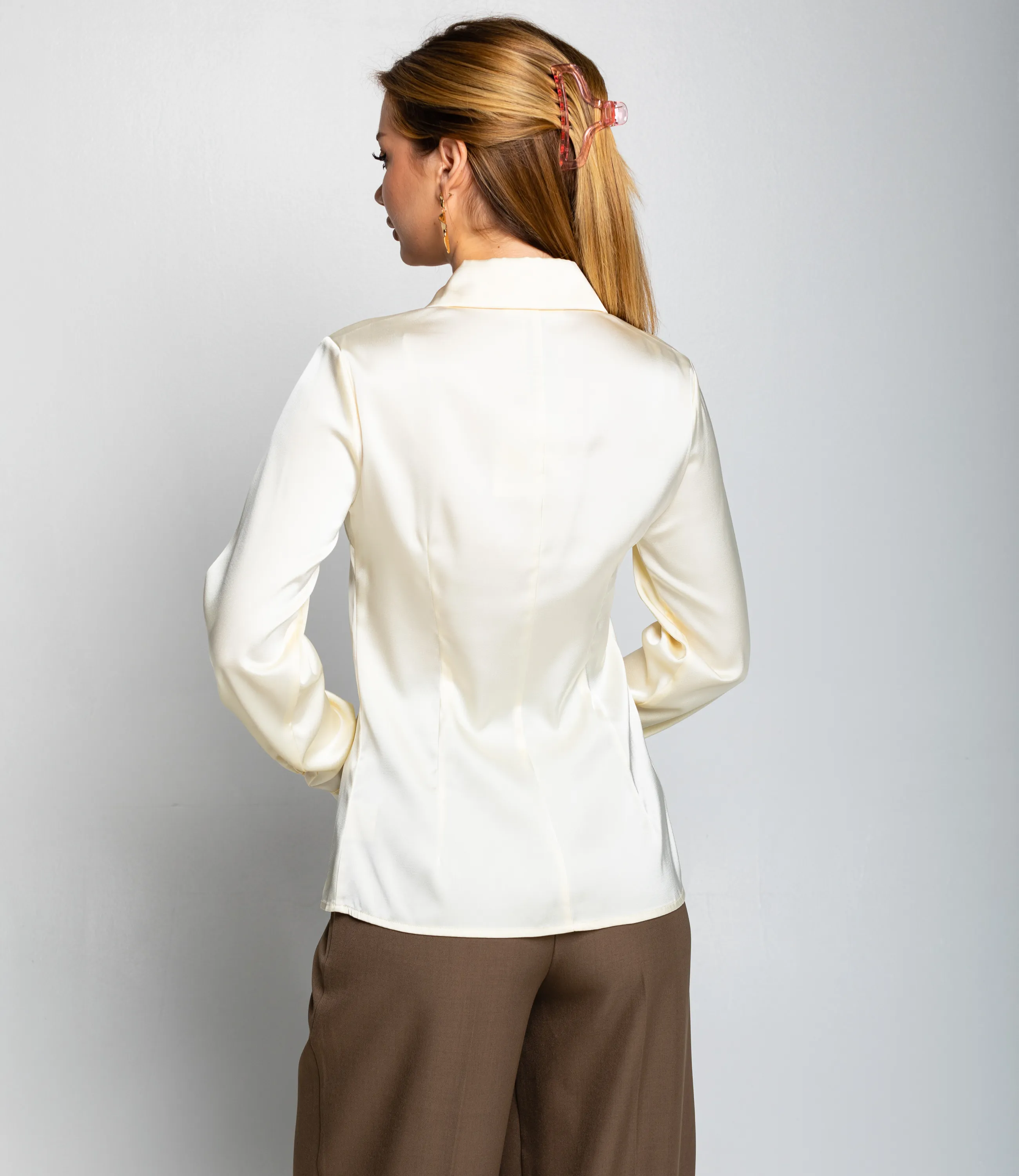 Блуза #ОКТ025022, кремовый - фото 3