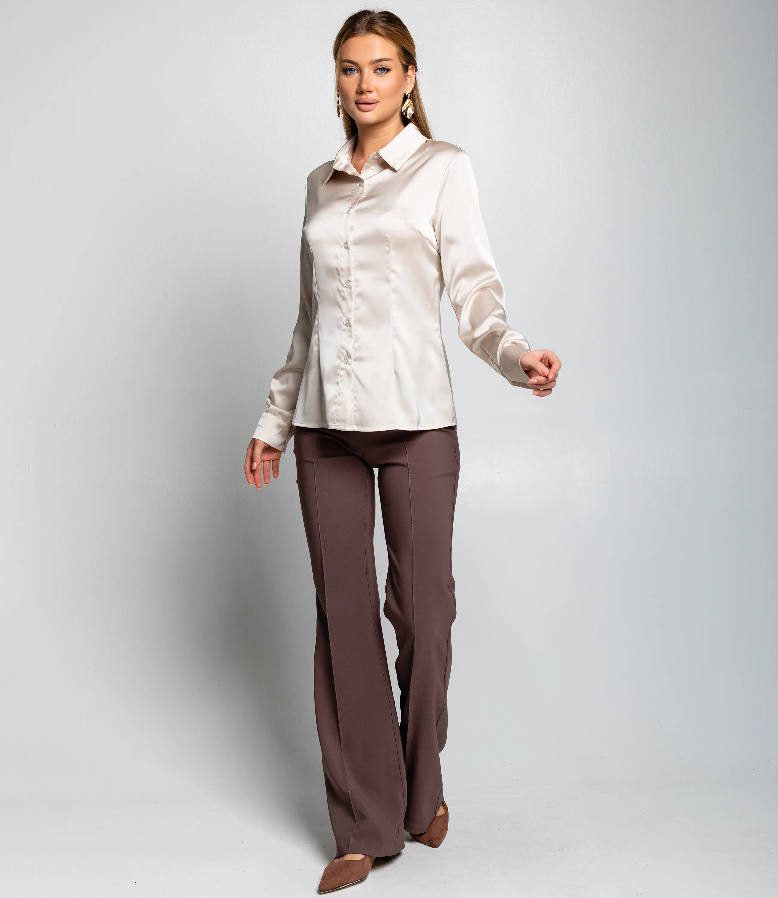 Блуза #ОКТ025022, светло-бежевый - фото 4