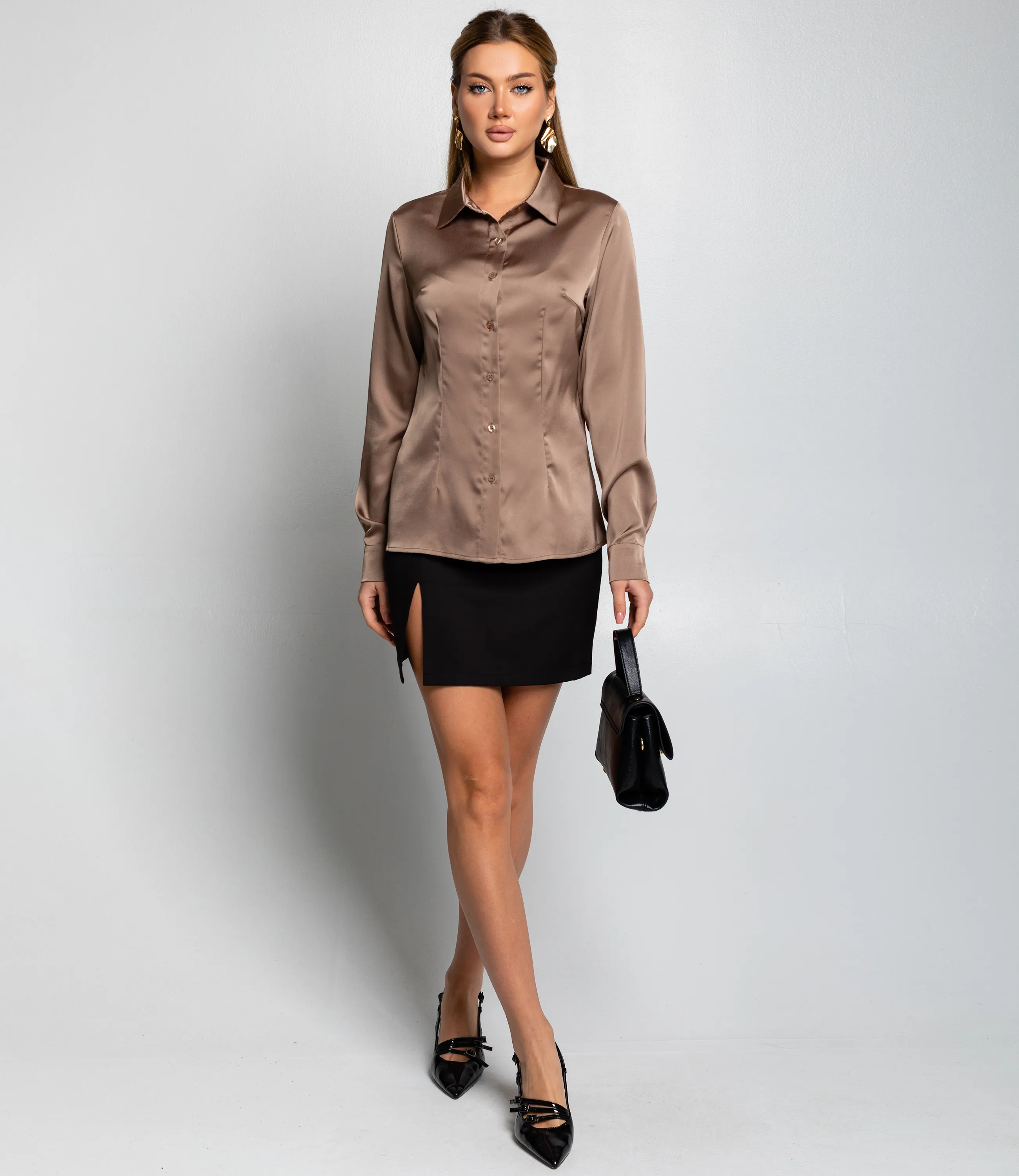 Блуза #ОКТ025022, тёмно-бежевый - фото 4