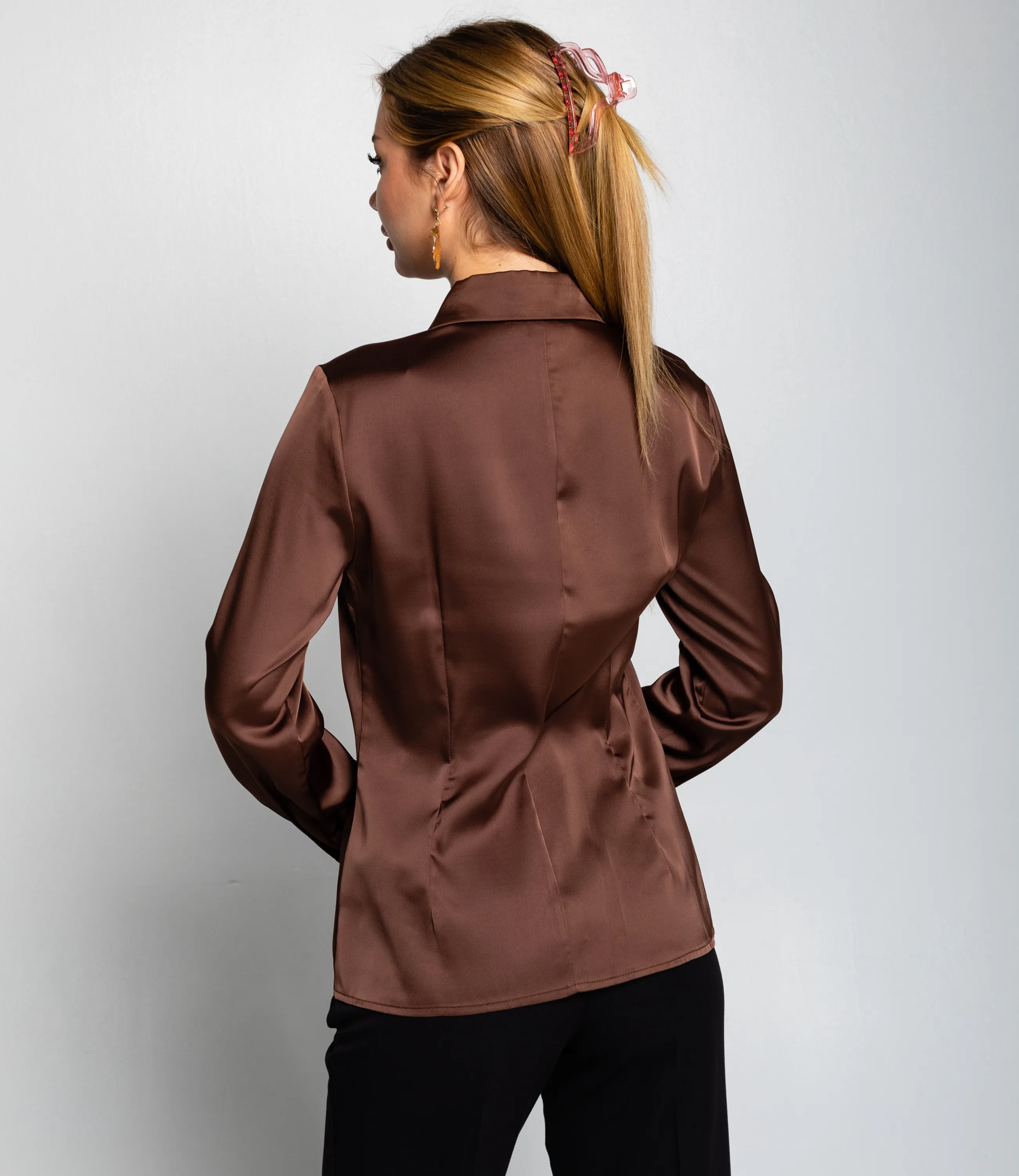 Блуза #ОКТ025022, шоколадный - фото 3