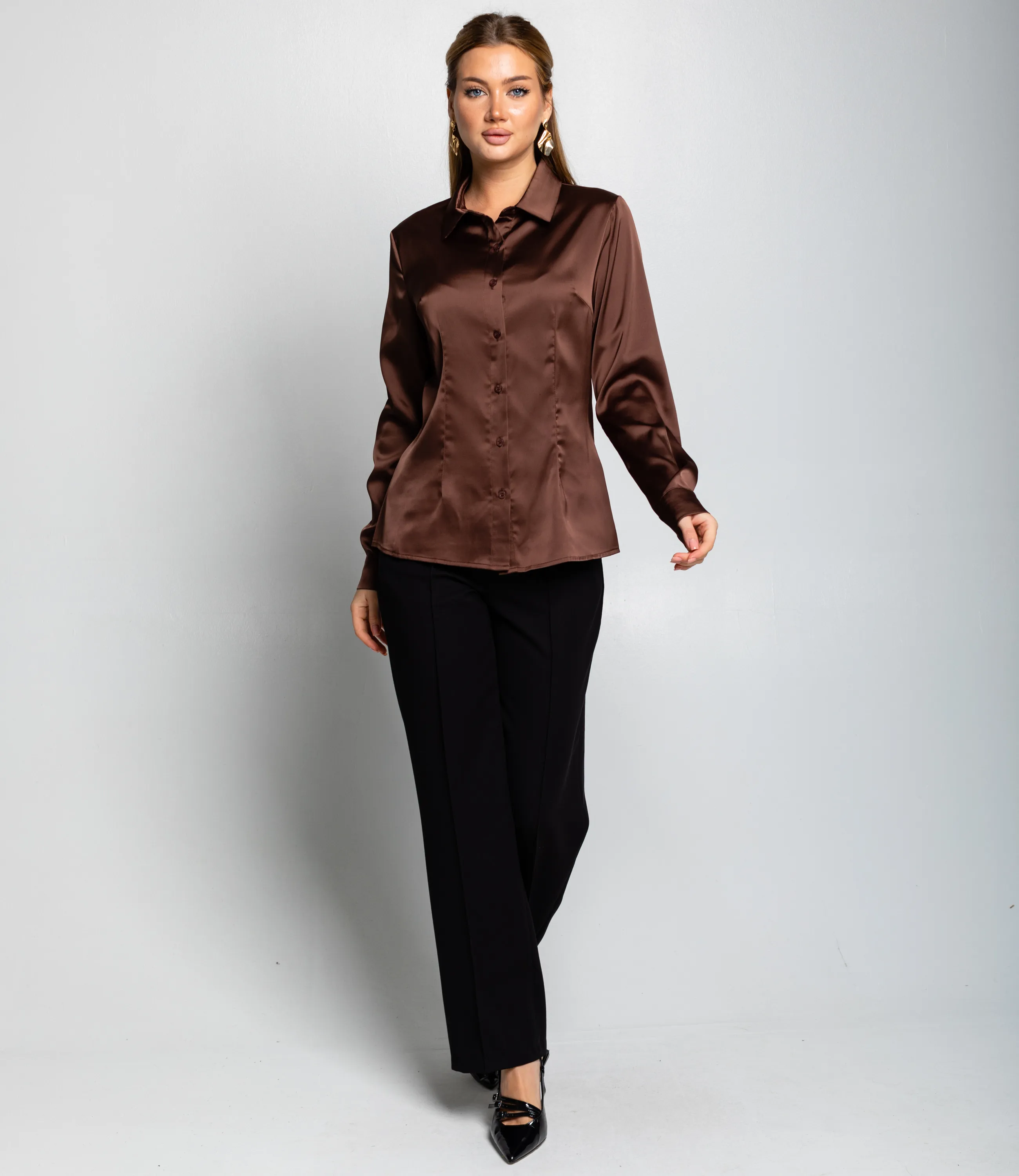 Блуза #ОКТ025022, шоколадный - фото 4