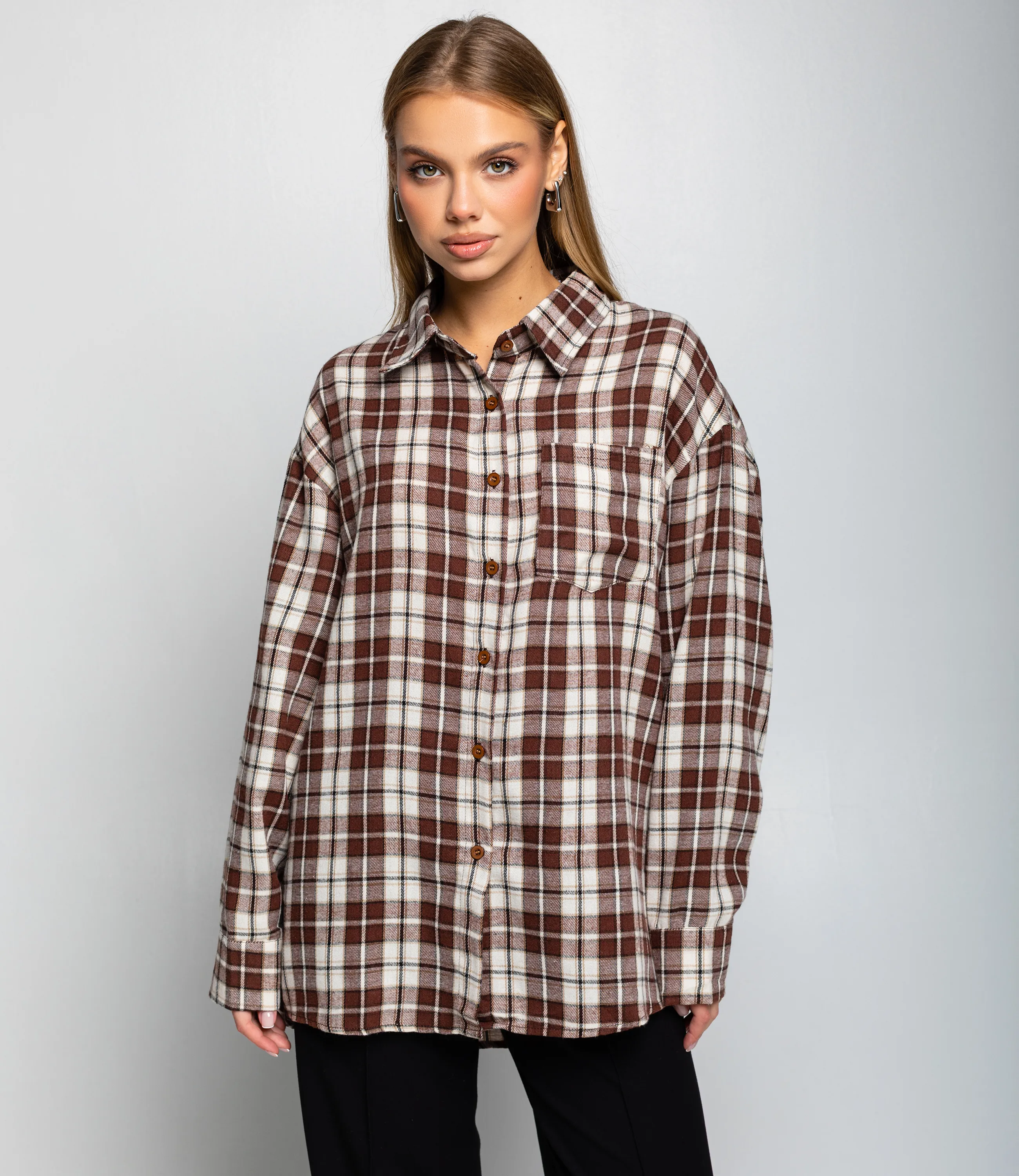 Рубашка #КТ225 (5), белый,шоколадный - фото 1