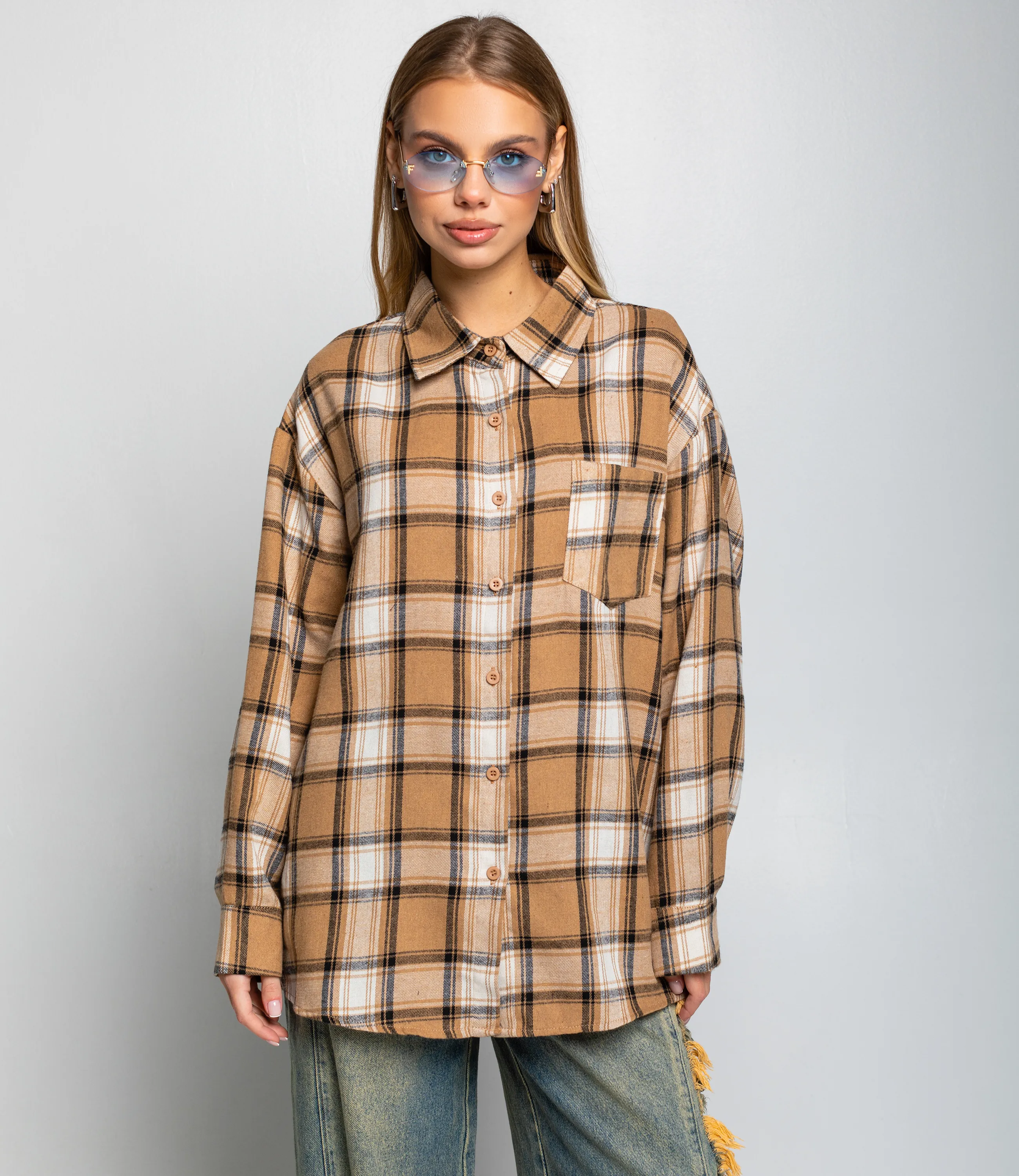 Рубашка #КТ225 (5), бежевый,белый - фото 1