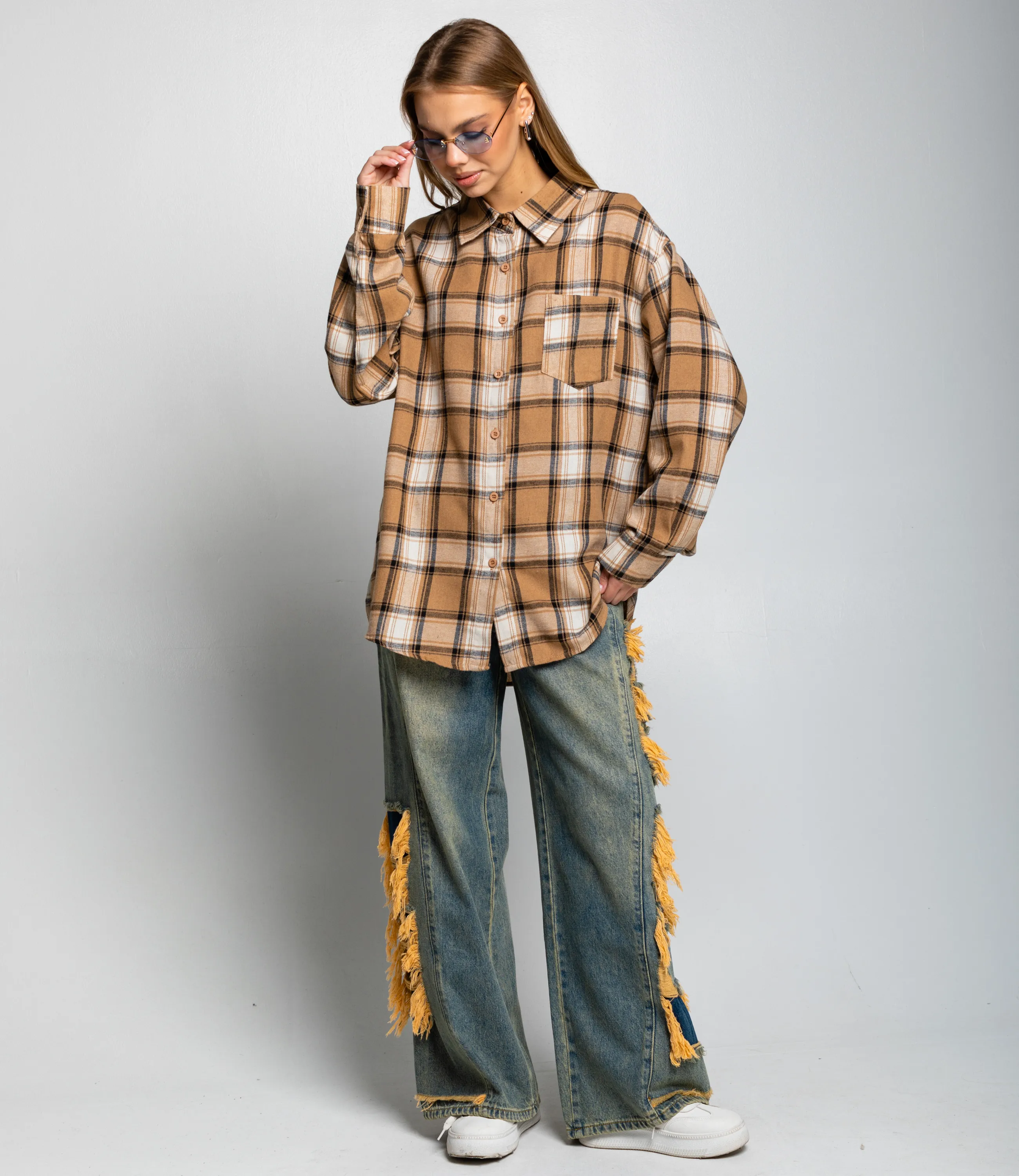 Рубашка #КТ225 (5), бежевый,белый - фото 4