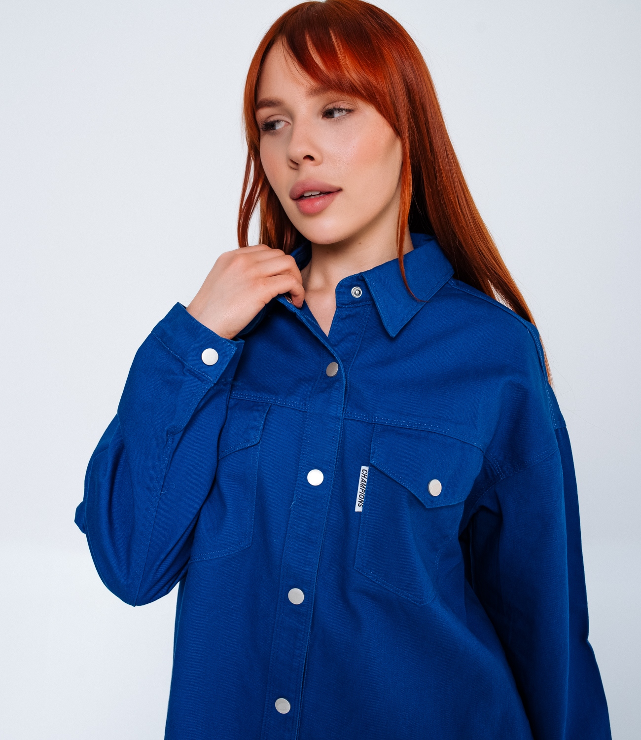 Джинсовая рубашка #БШ1555, синий - фото 5