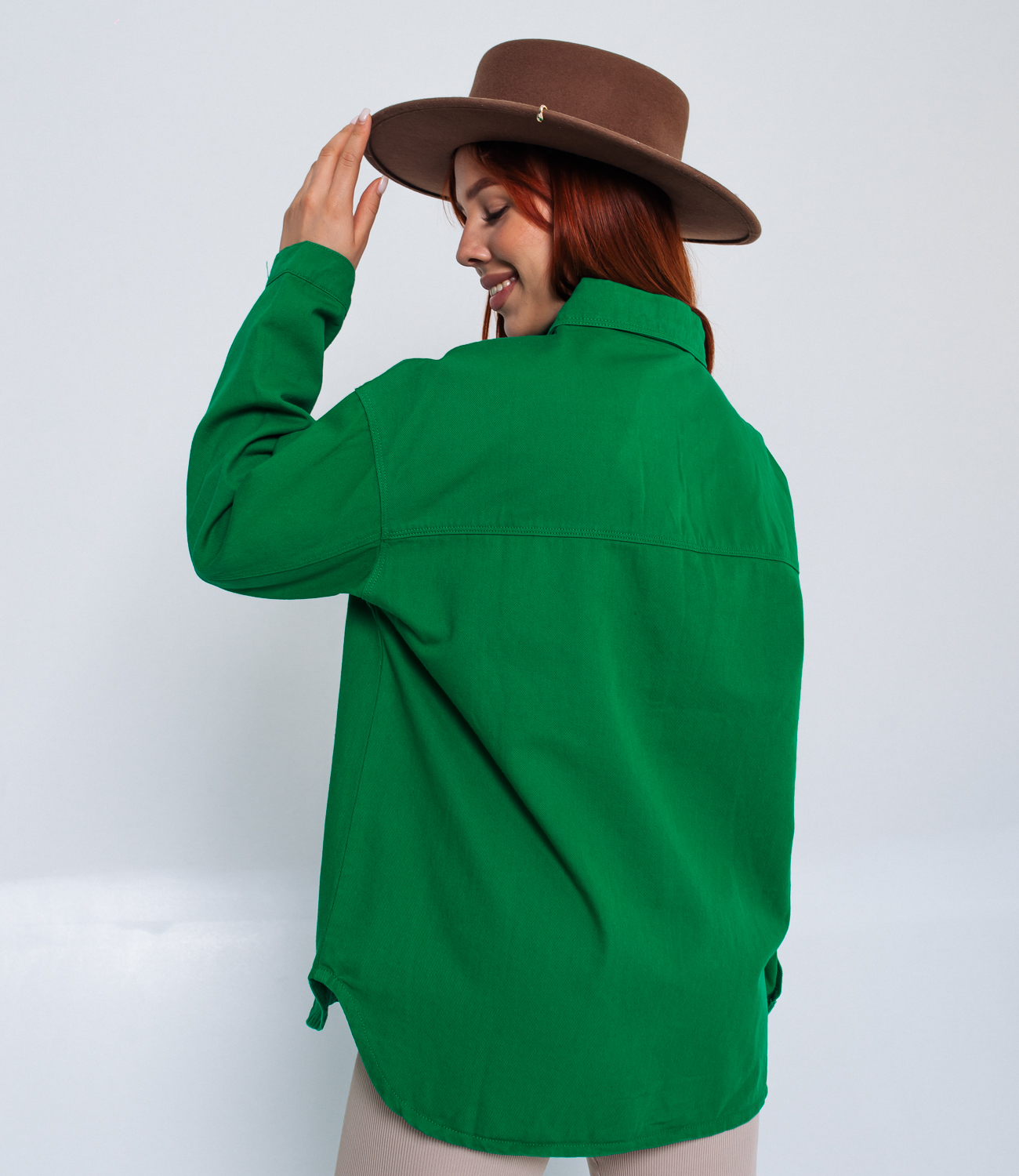 Джинсовая рубашка #БШ1555, светло-зелёный - фото 3