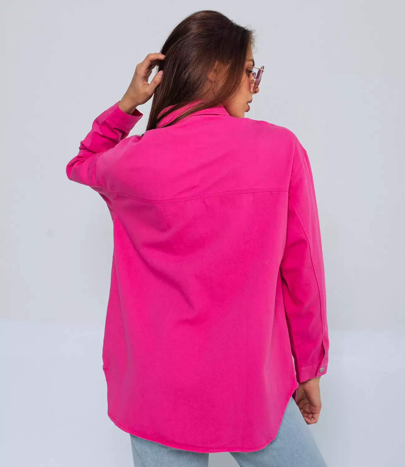Джинсовая рубашка #БШ1555, розовый - фото 3