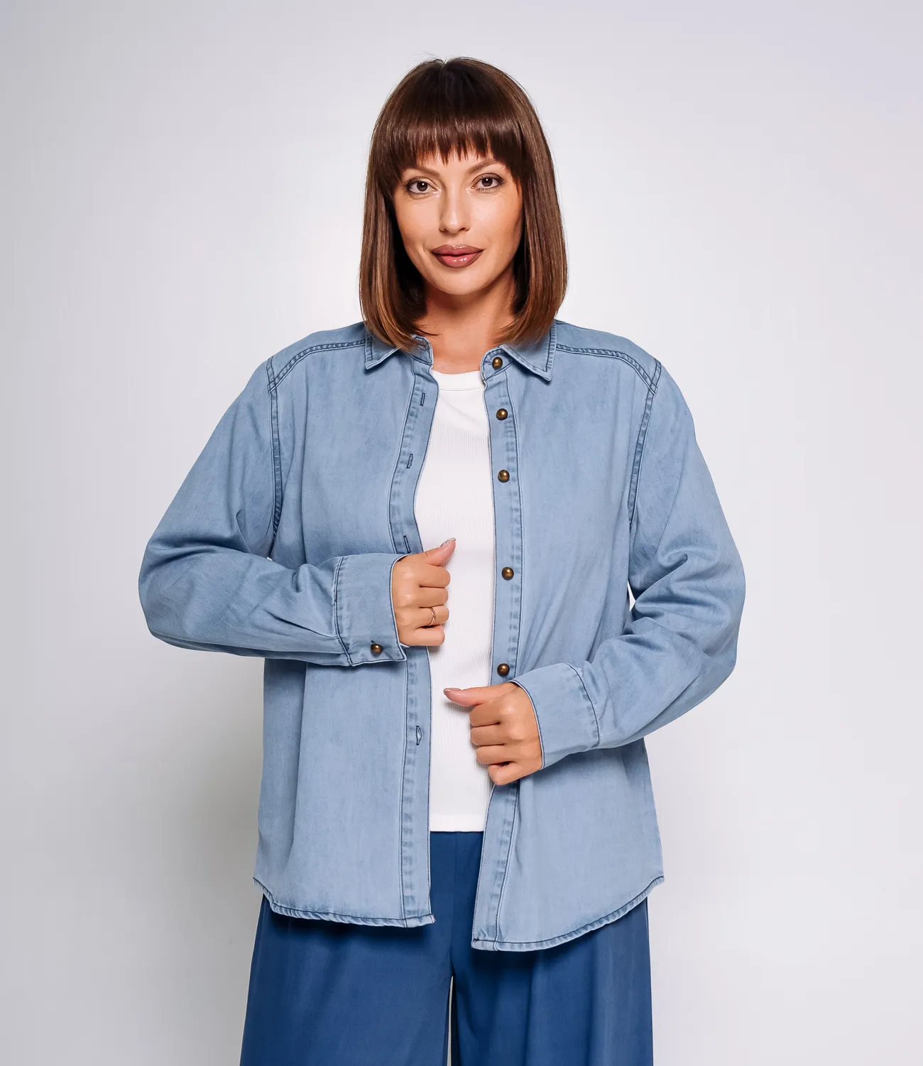 Джинсовая рубашка #КТ2305 (2), голубой - фото 1