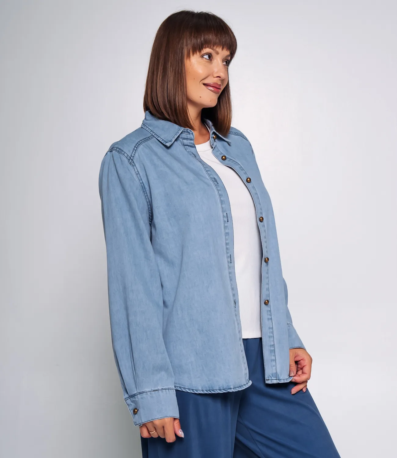 Джинсовая рубашка #КТ2305 (2), голубой - фото 2