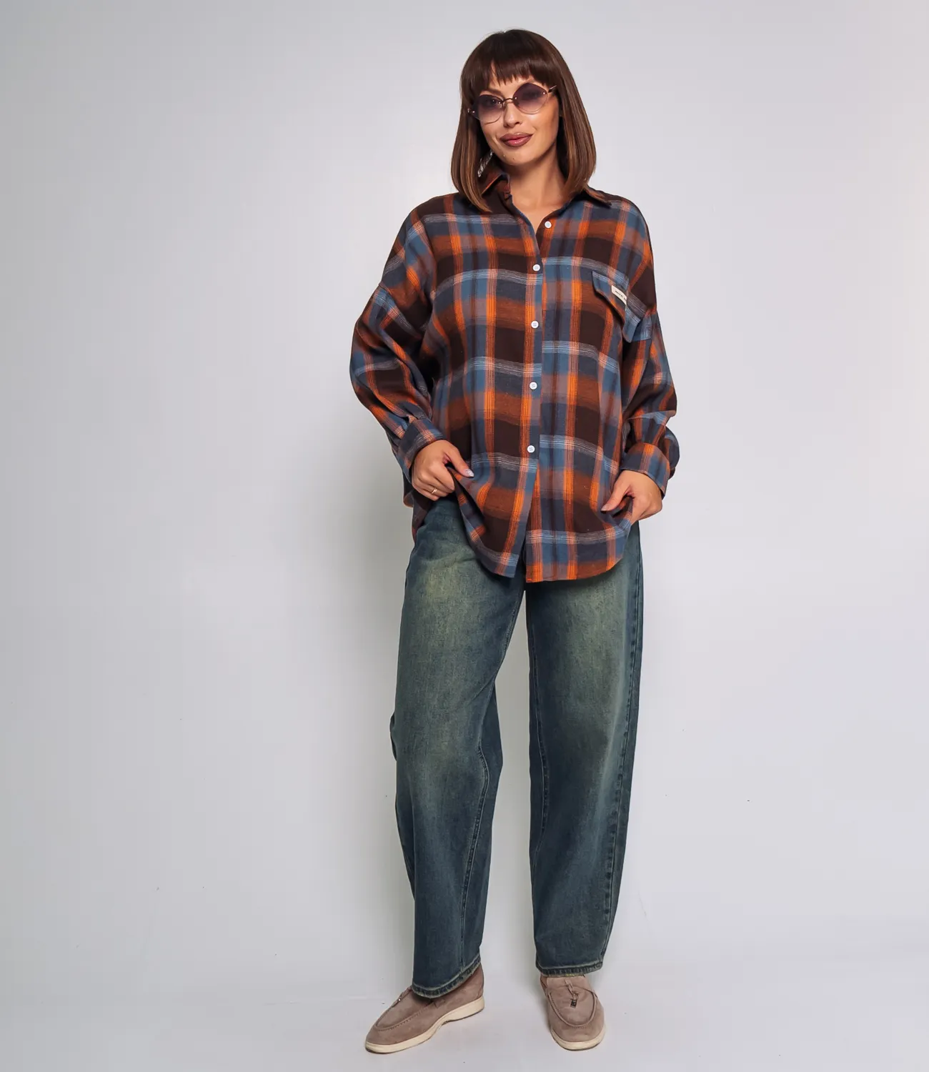 Рубашка #КТ23830, терракотовый - фото 4