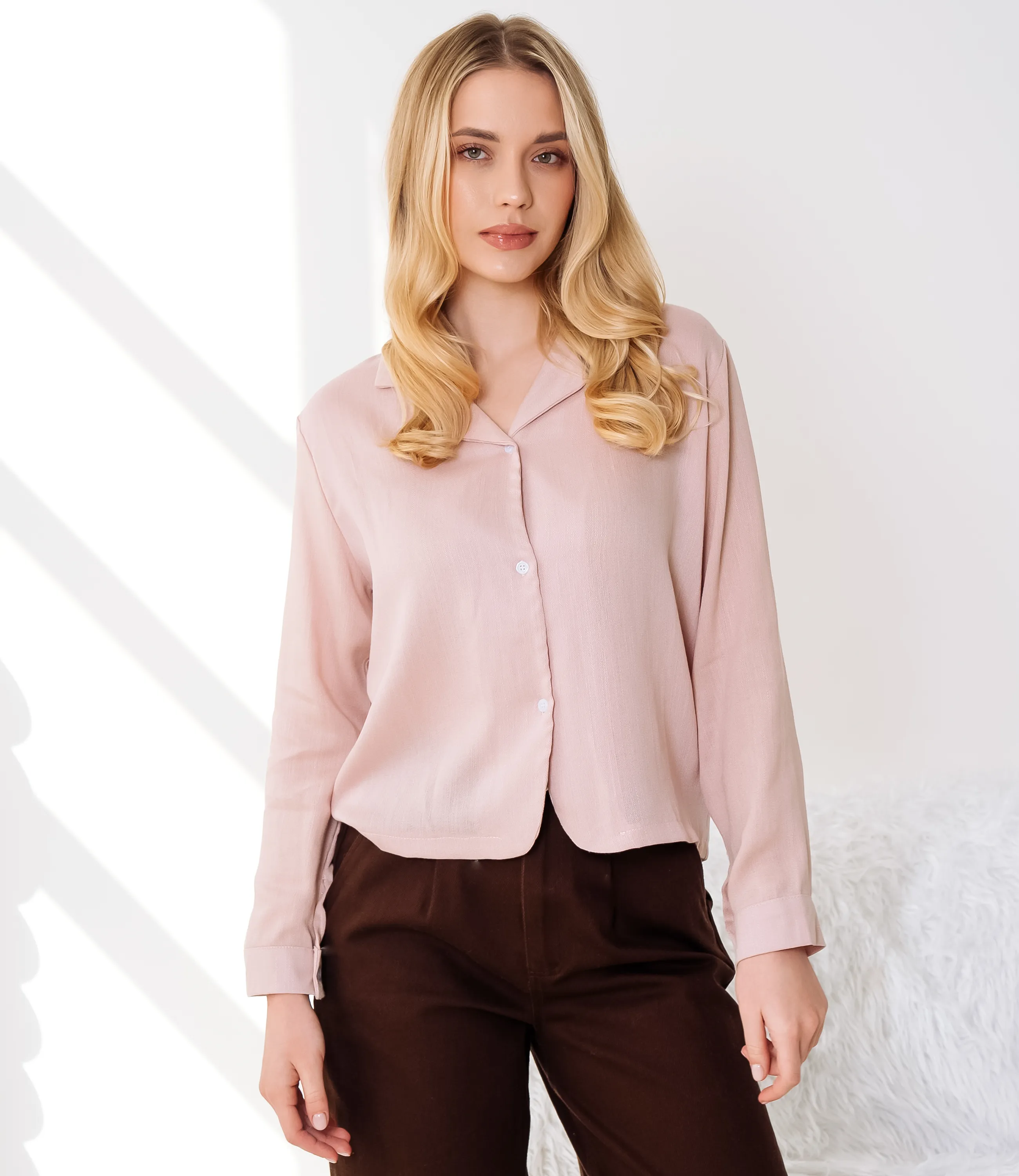 Рубашка #КТ9025 (3), пудровый - фото 1