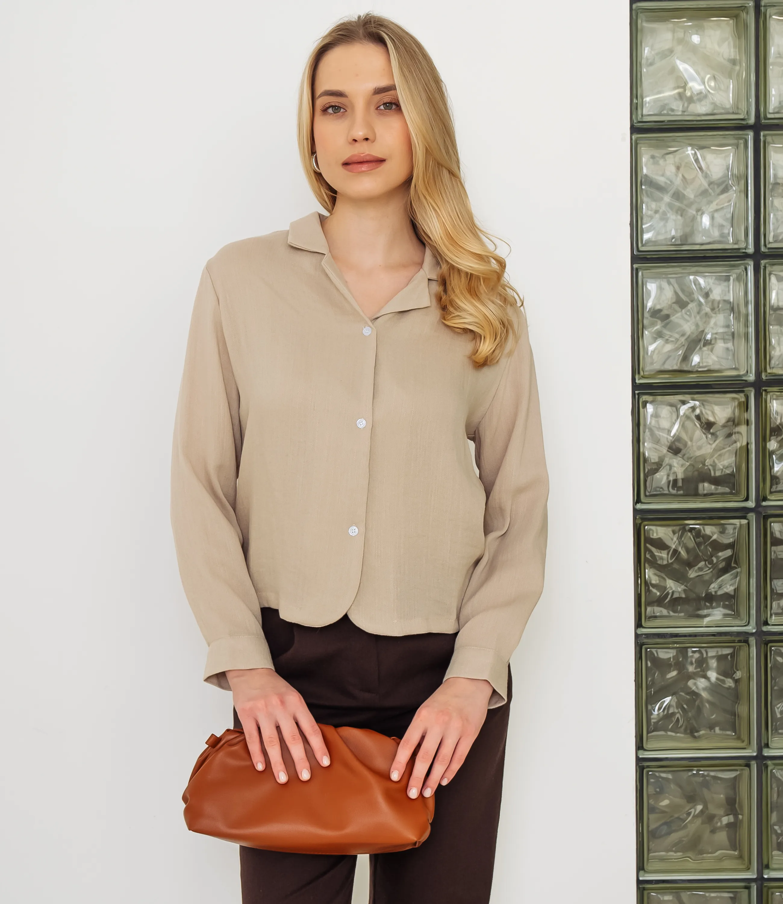 Рубашка #КТ9025 (3), бежевый - фото 1