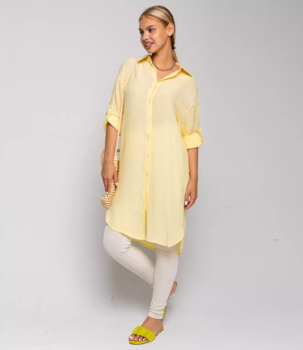 Платье-рубашка #КТ683 (2), жёлтый - фото 2