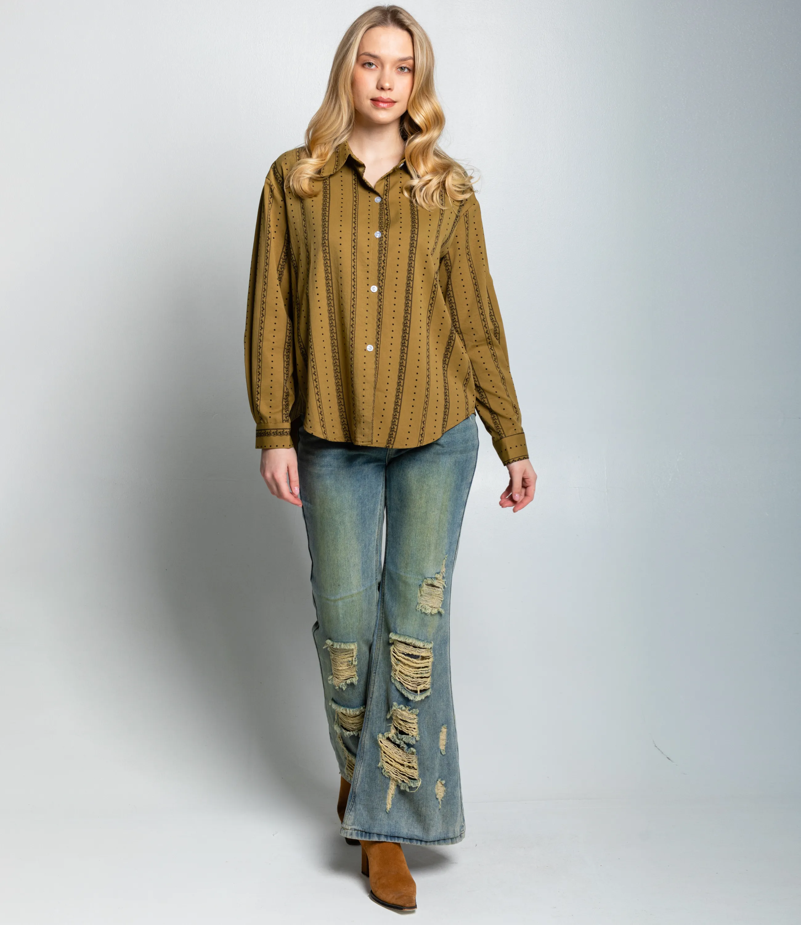 Рубашка #КТ129 (1), оливковый - фото 4