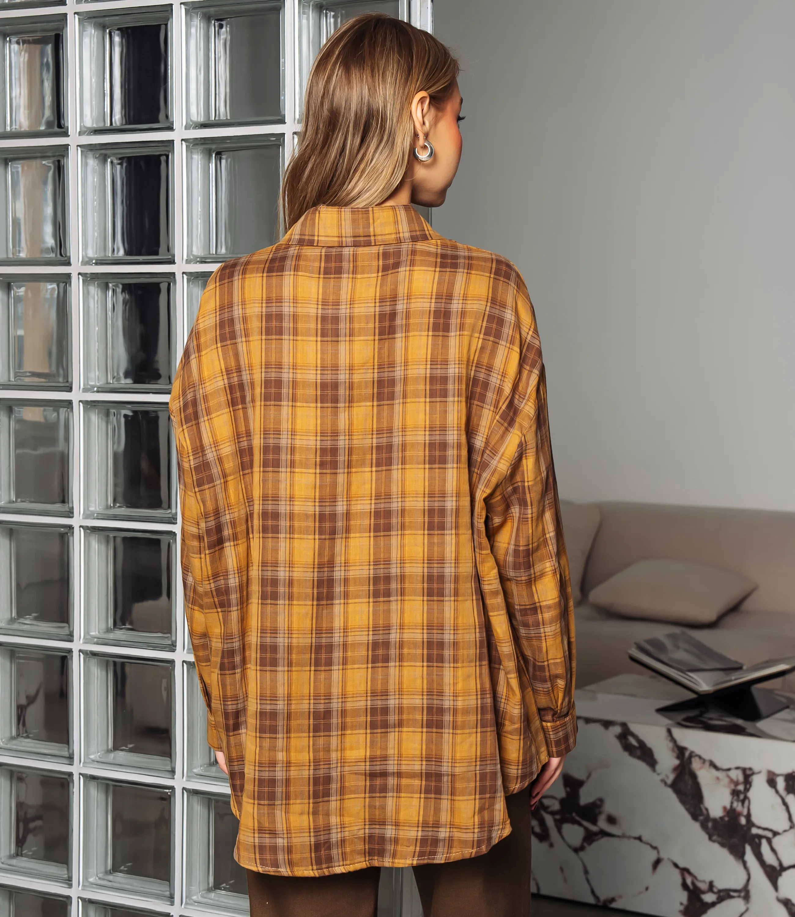 Рубашка #КТ7008 (2)-4, горчичный - фото 3
