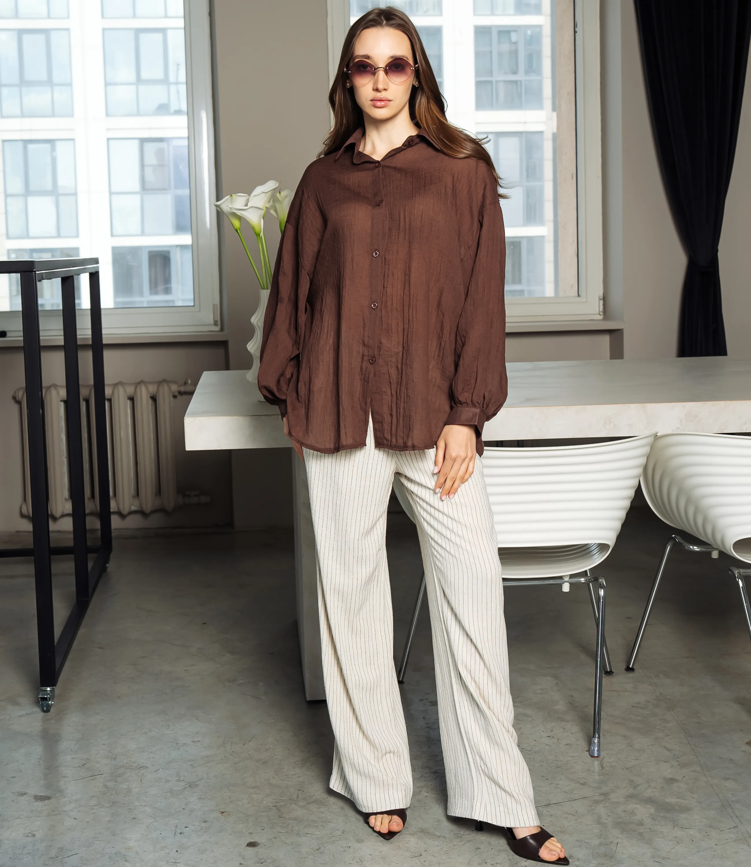 Рубашка #ОКТ115002, шоколадный - фото 4