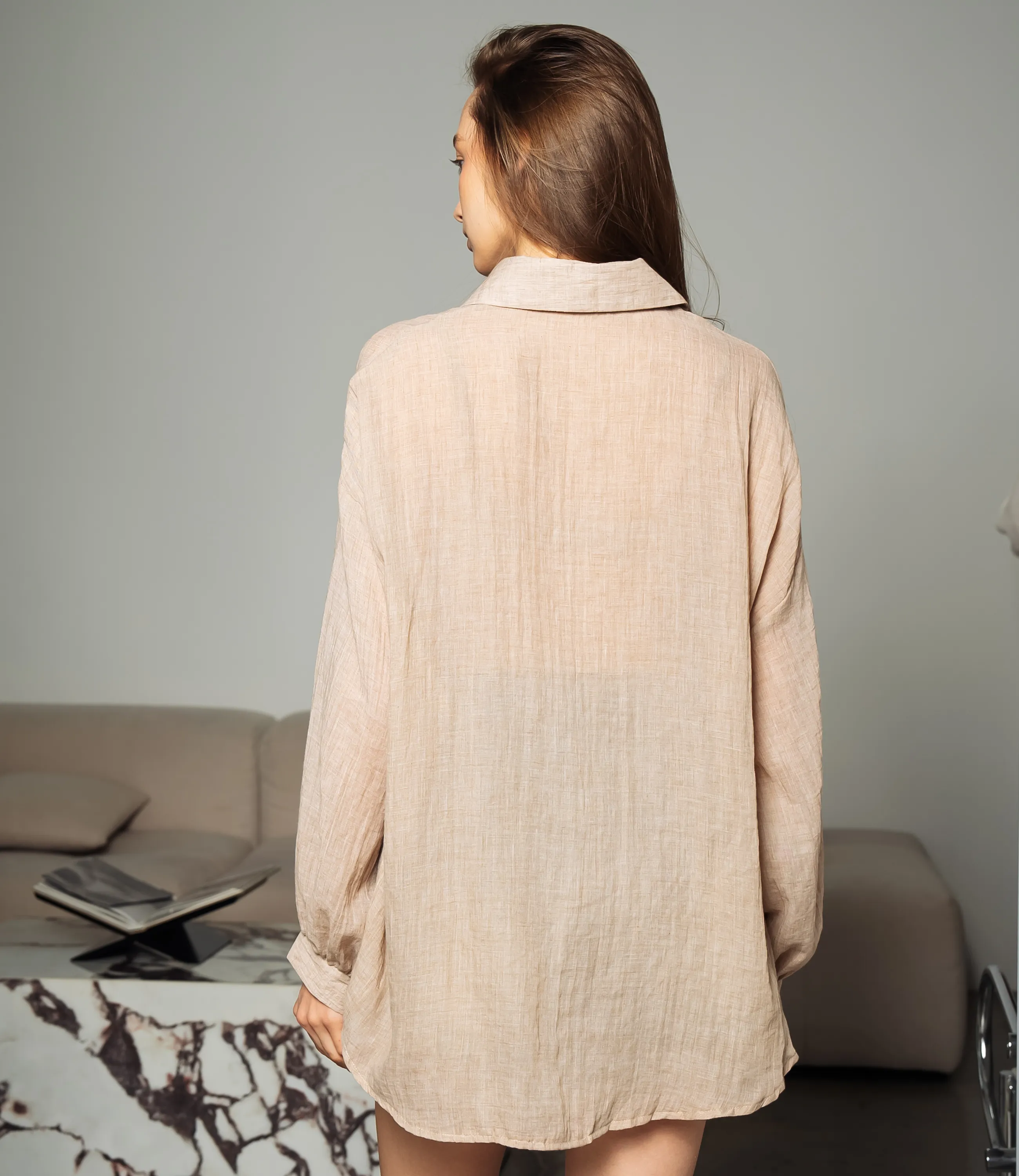 Рубашка #ОКТ115002, бежевый - фото 3