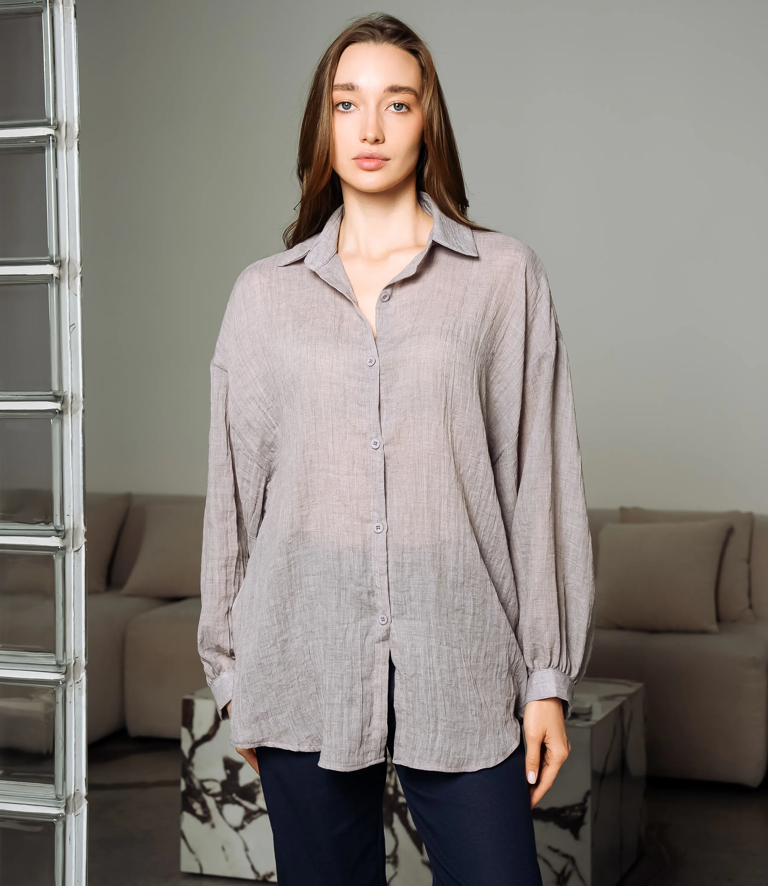 Рубашка #ОКТ115002, серый - фото 1