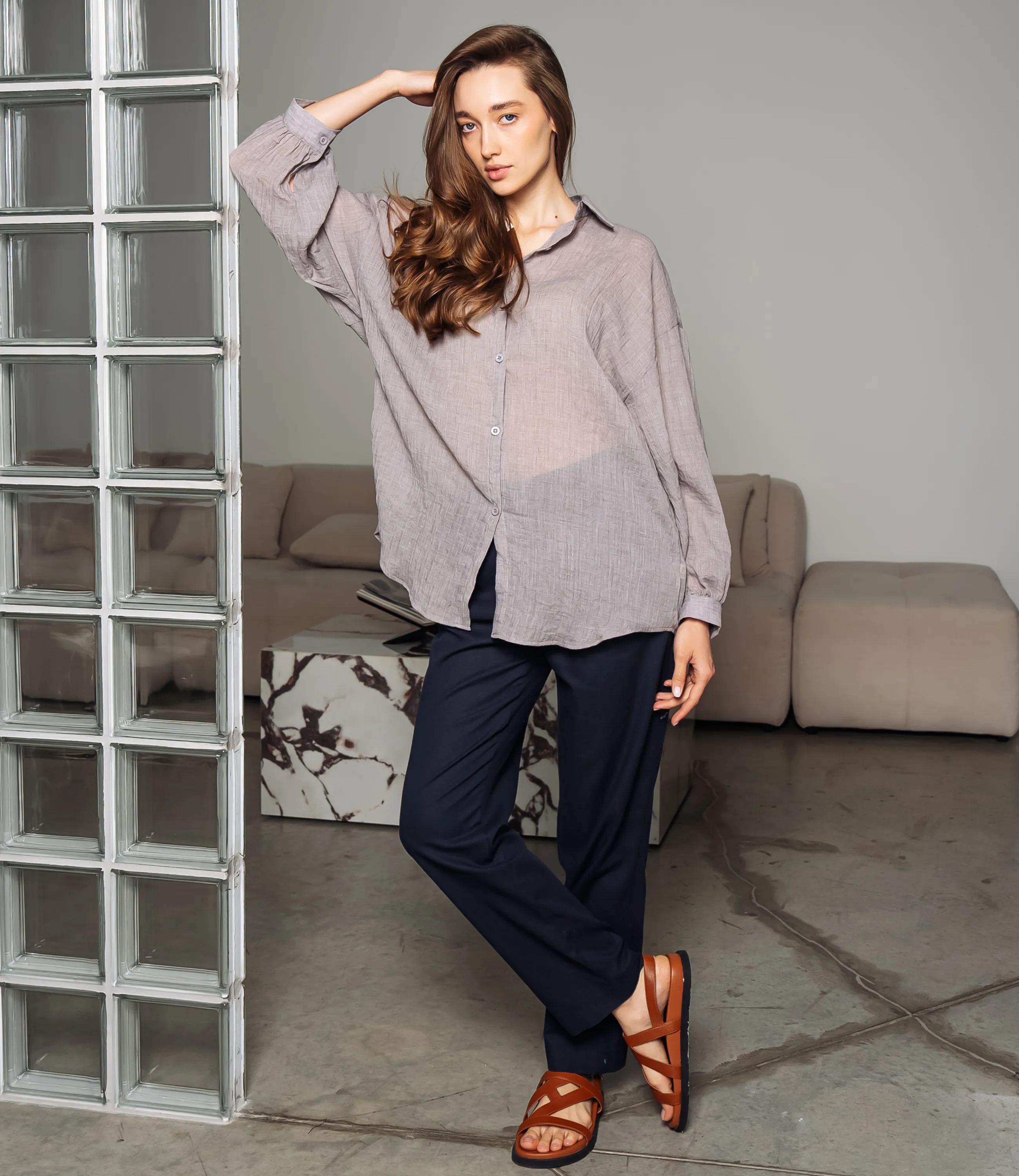 Рубашка #ОКТ115002, серый - фото 4