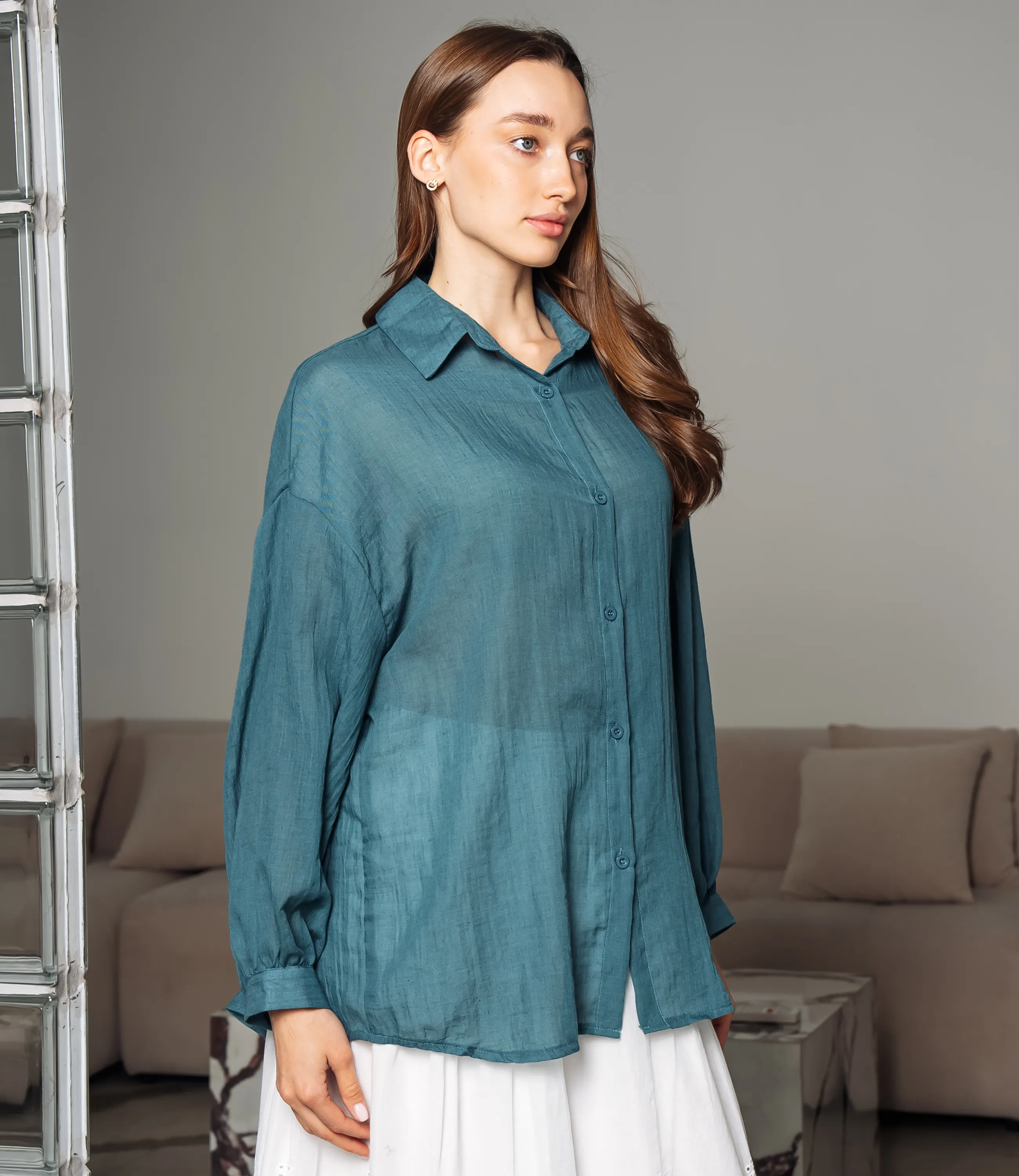 Рубашка #ОКТ115002, морская волна - фото 2