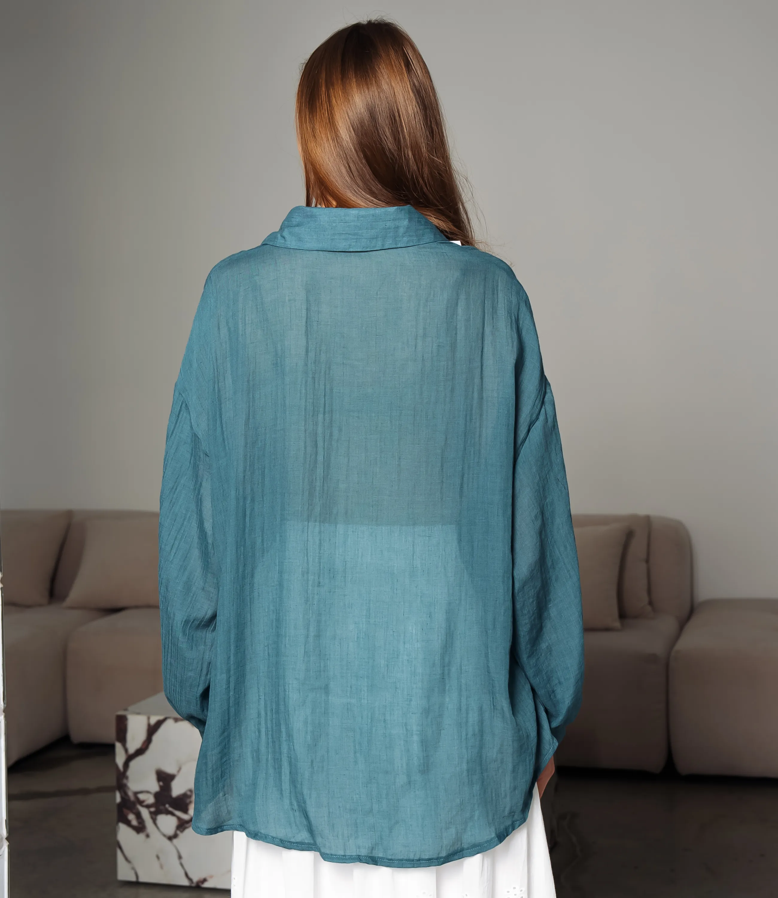 Рубашка #ОКТ115002, морская волна - фото 3