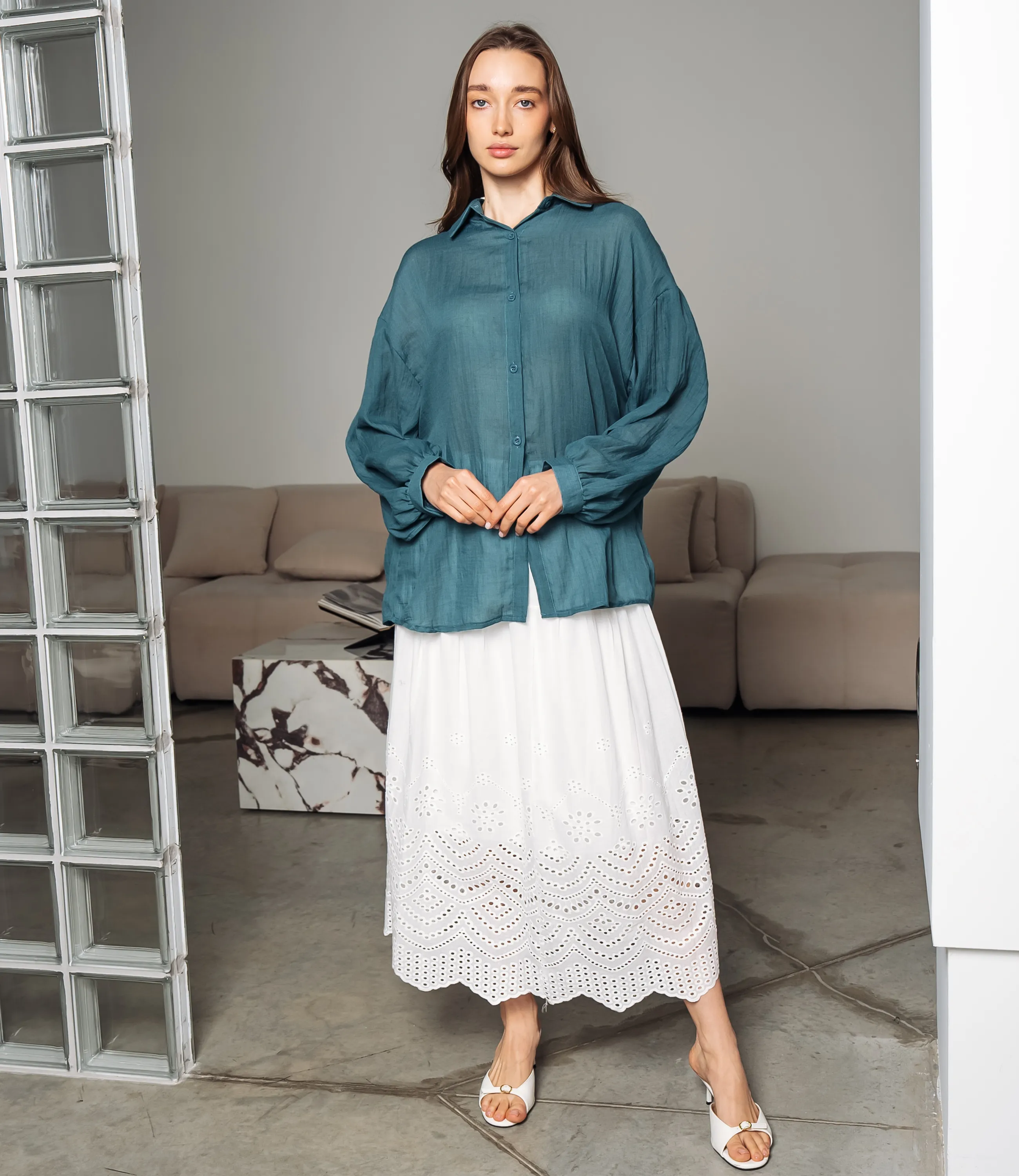 Рубашка #ОКТ115002, морская волна - фото 4