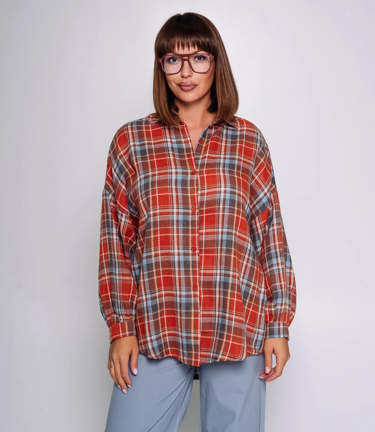 Рубашка #КТ99305, терракотовый - фото 1