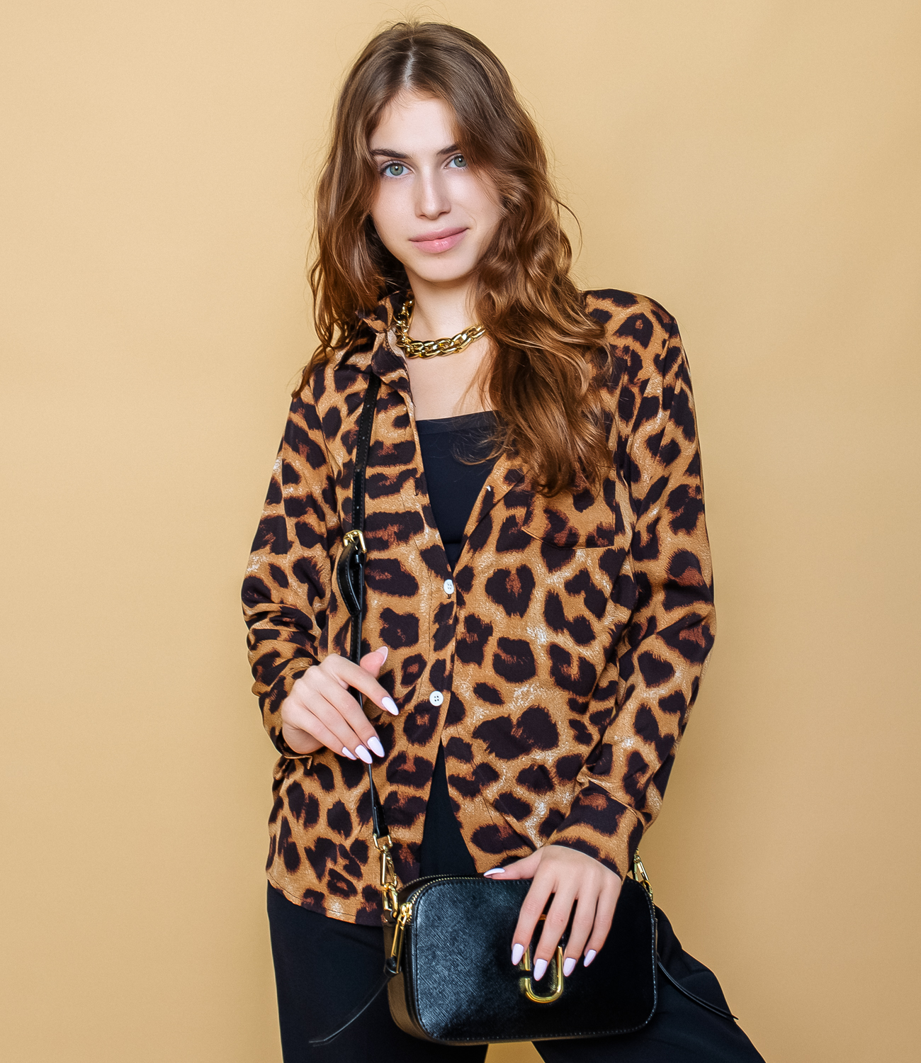 Рубашка #КТ571-1, леопардовый - фото 1