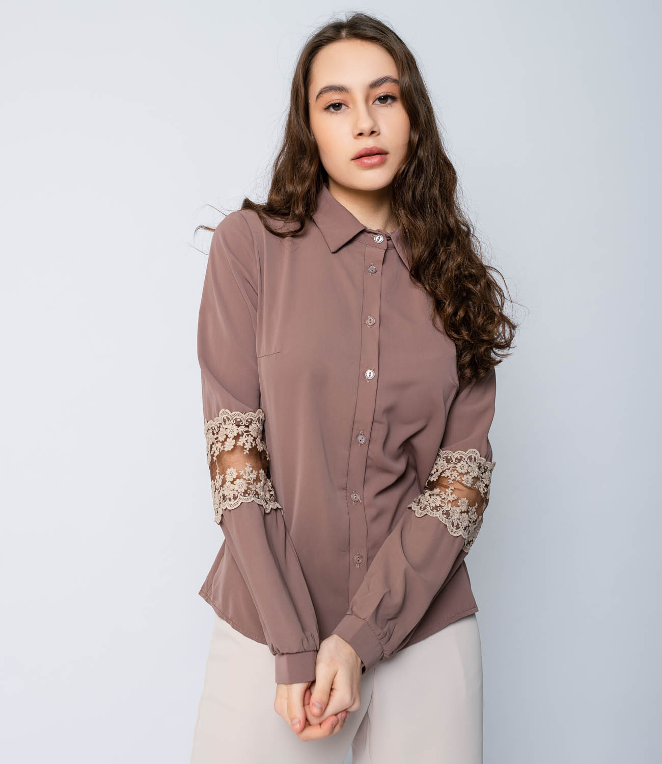 Блузка #813, коричневый