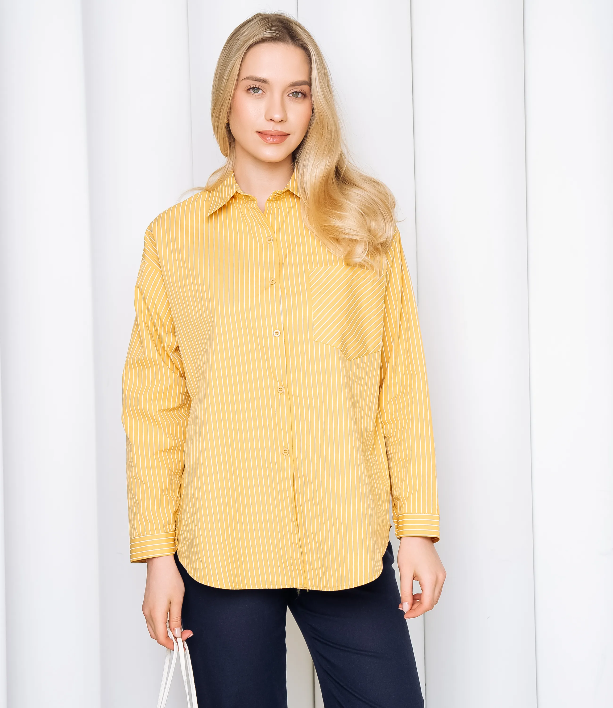 Рубашка #КТ0026, горчичный - фото 1