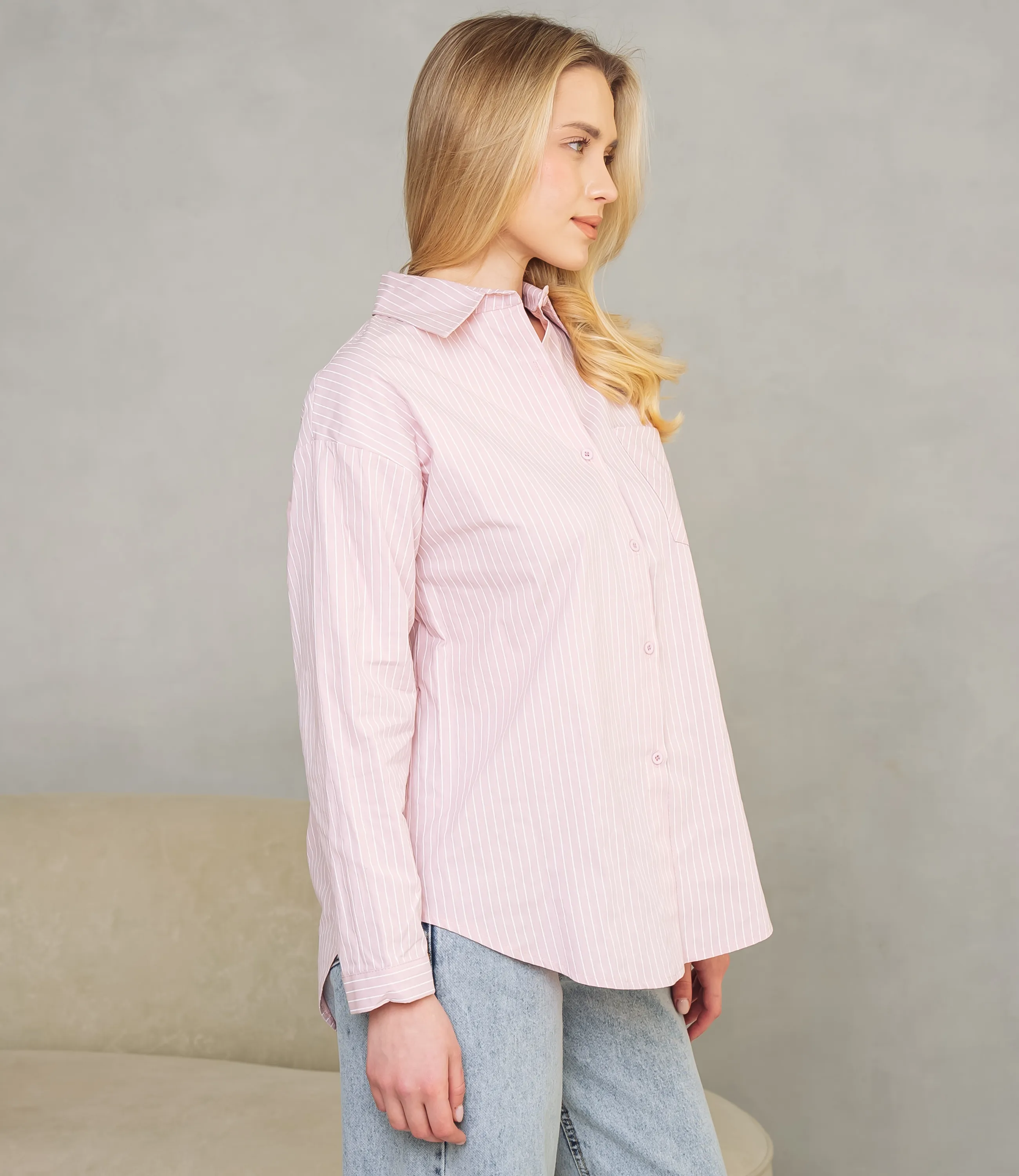 Рубашка #КТ0026, пудровый - фото 2